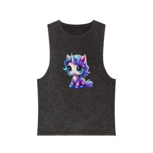 Beautiful Cute Baby Unicorn Unisex Stonewash Tank Top
