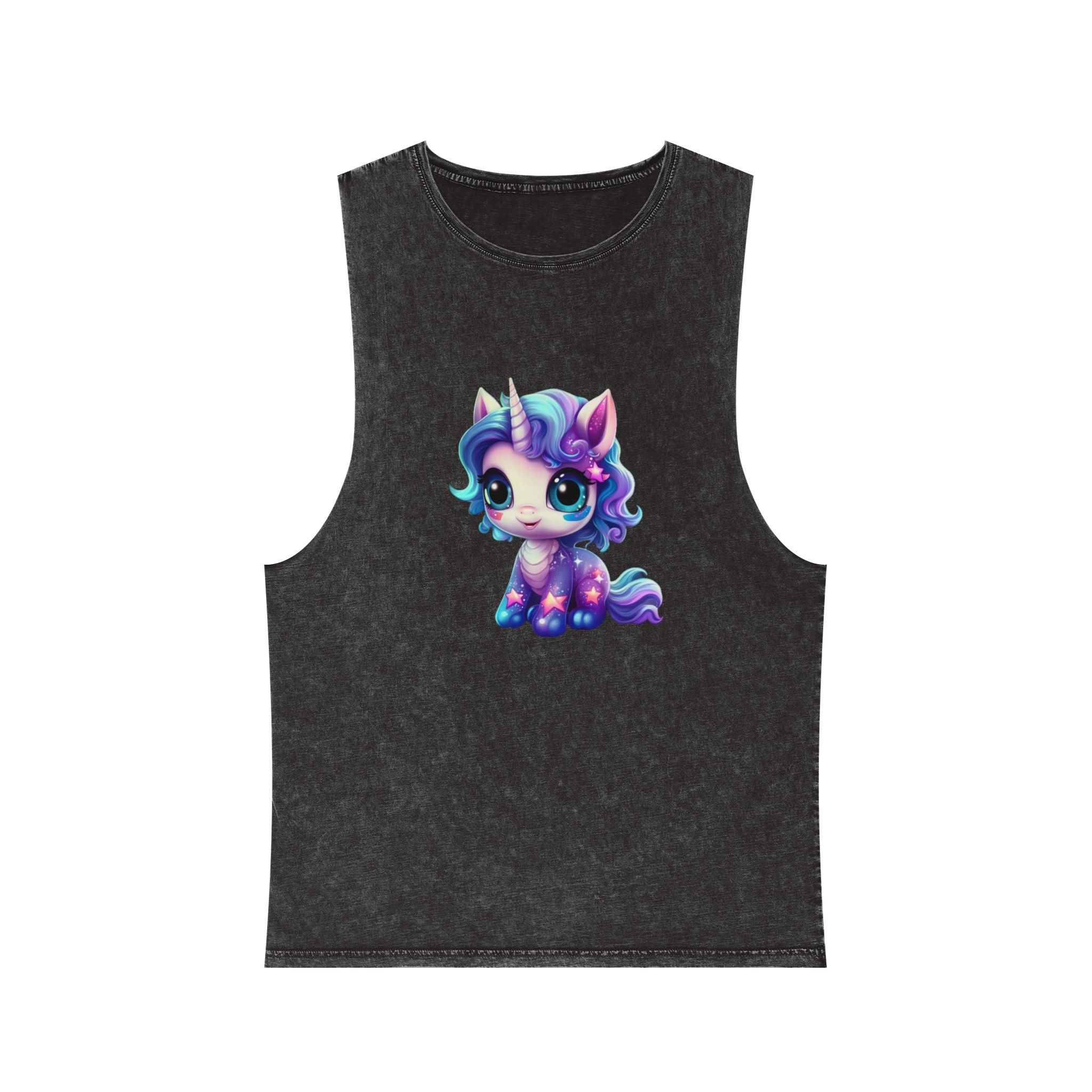 Beautiful Cute Baby Unicorn Unisex Stonewash Tank Top