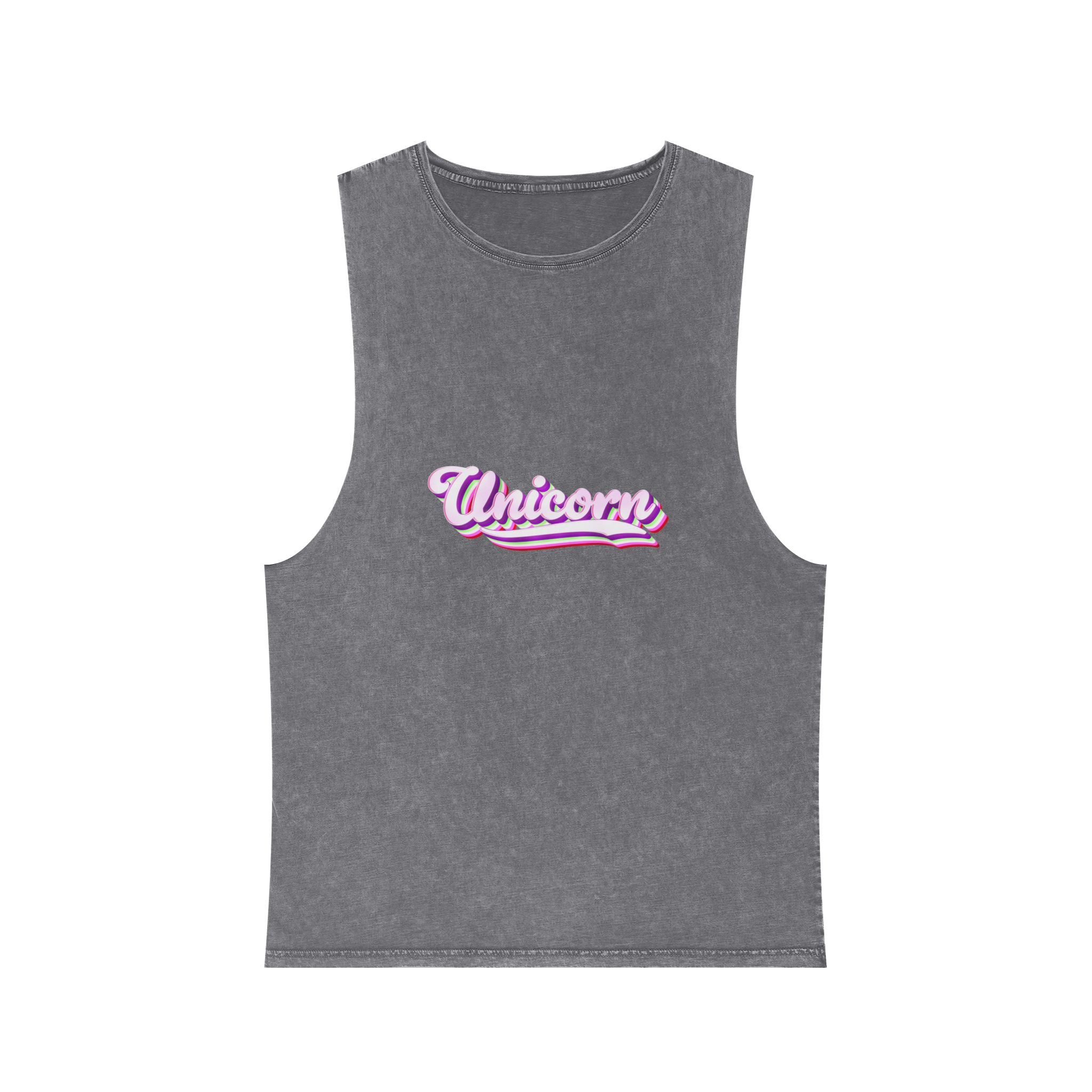 Unicorn Text Effect Editable Magical and Whimsical Customizable Font Style Unisex Stonewash Tank Top - Image 9