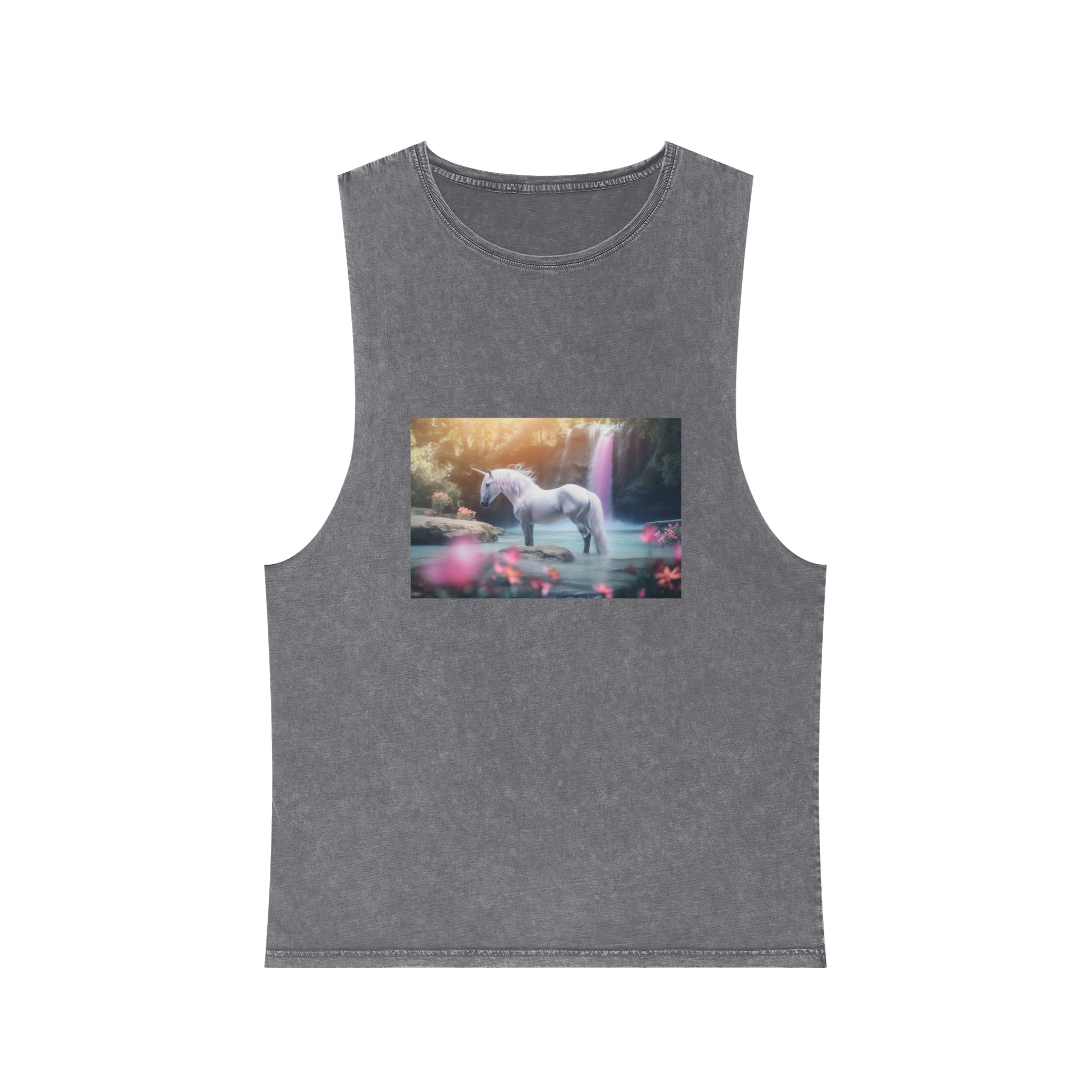 Magical Mythical Unicorn Creature Fantasy Unisex Stonewash Tank Top - Image 9
