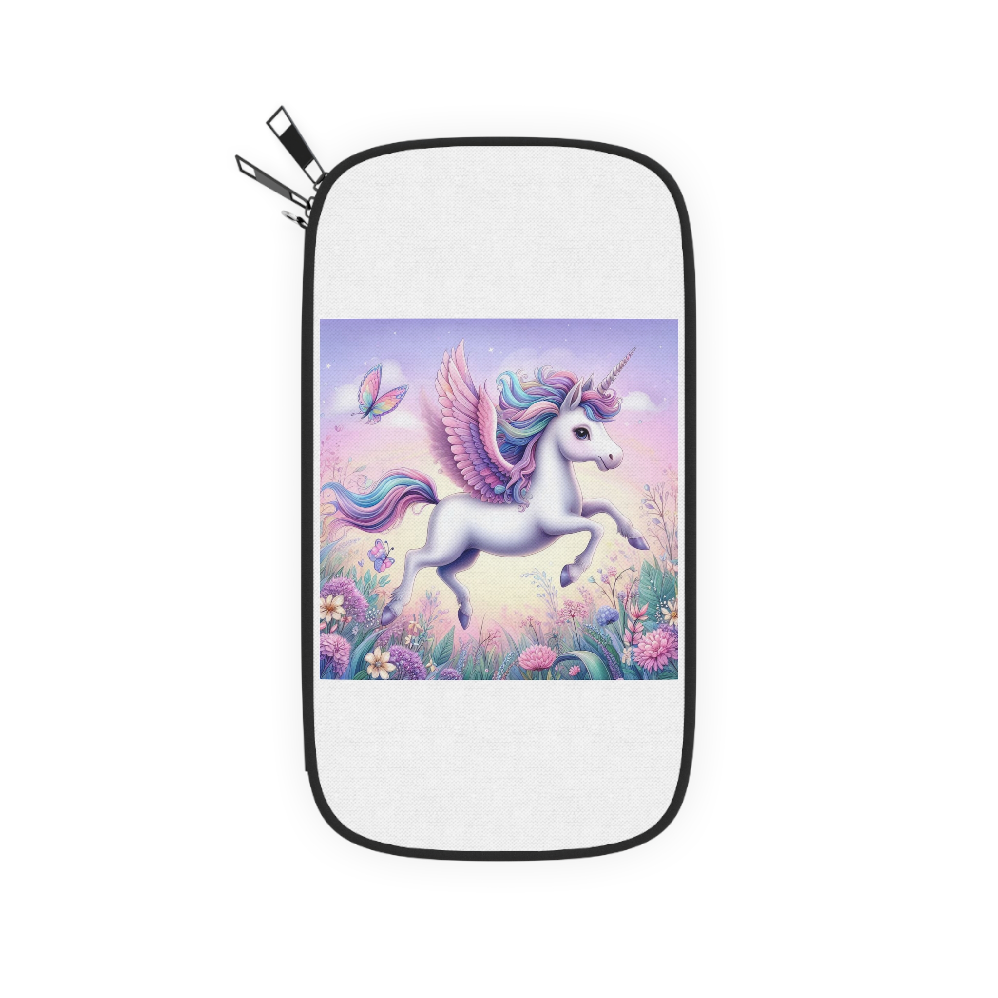 Beautiful Unicorn Running Magical Meadow Unicorn Background Images Whimsical Unicorn (1) Passport Wallet - Image 2