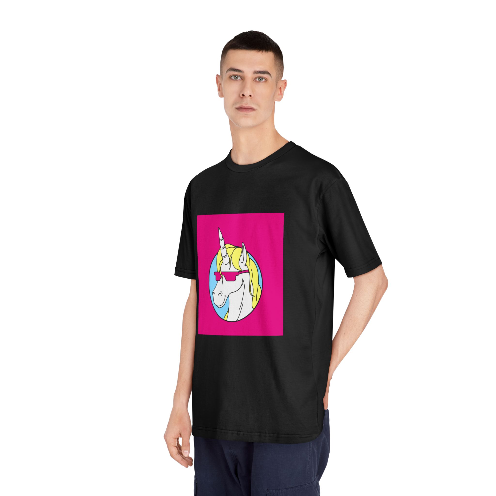 Retro Emblem of Unicorn Wearning A Glasses Unisex Classic Crewneck T Shirt - Image 8