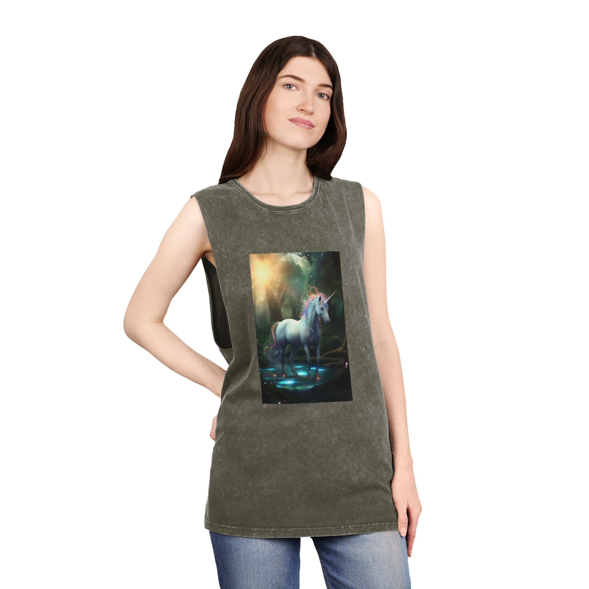 Magical Mythical Unicorn Creature 9 Unisex Stonewash Tank Top - Image 8