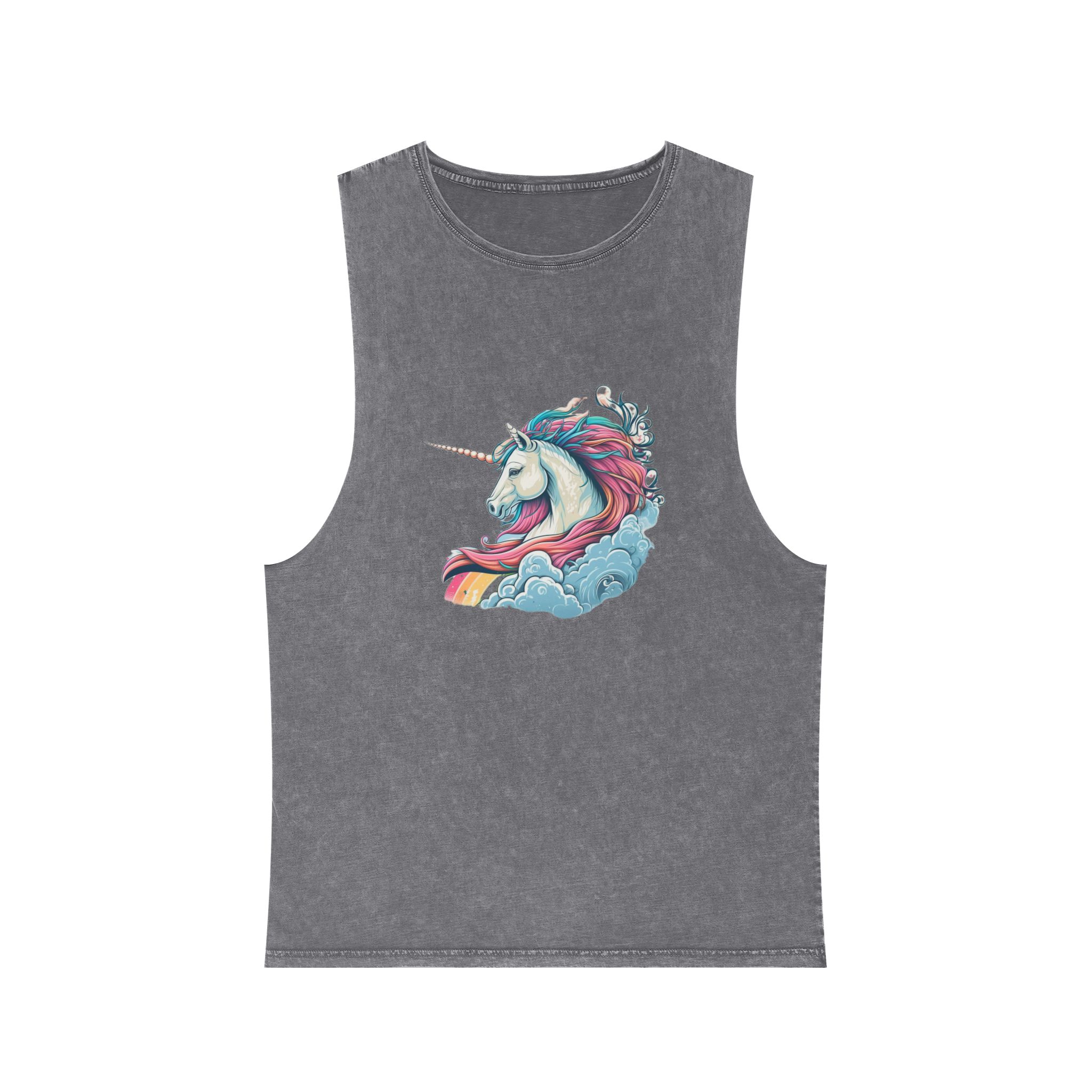 Colorful Unicorn Illustration Created With Ai Tools Unisex Stonewash Tank Top - Image 9