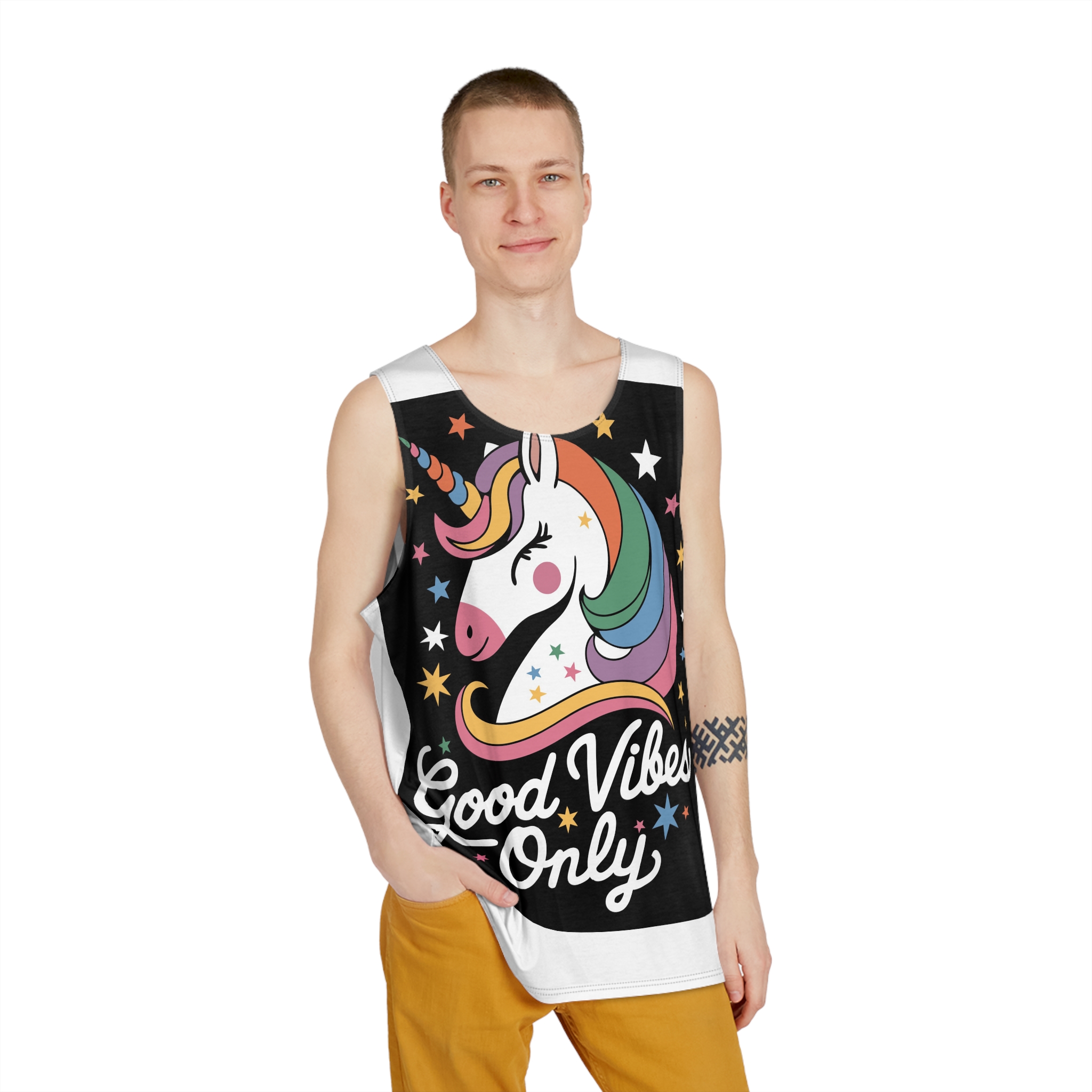 Good Vibes Only T Shirt Design Mens Tank Aop - Image 3