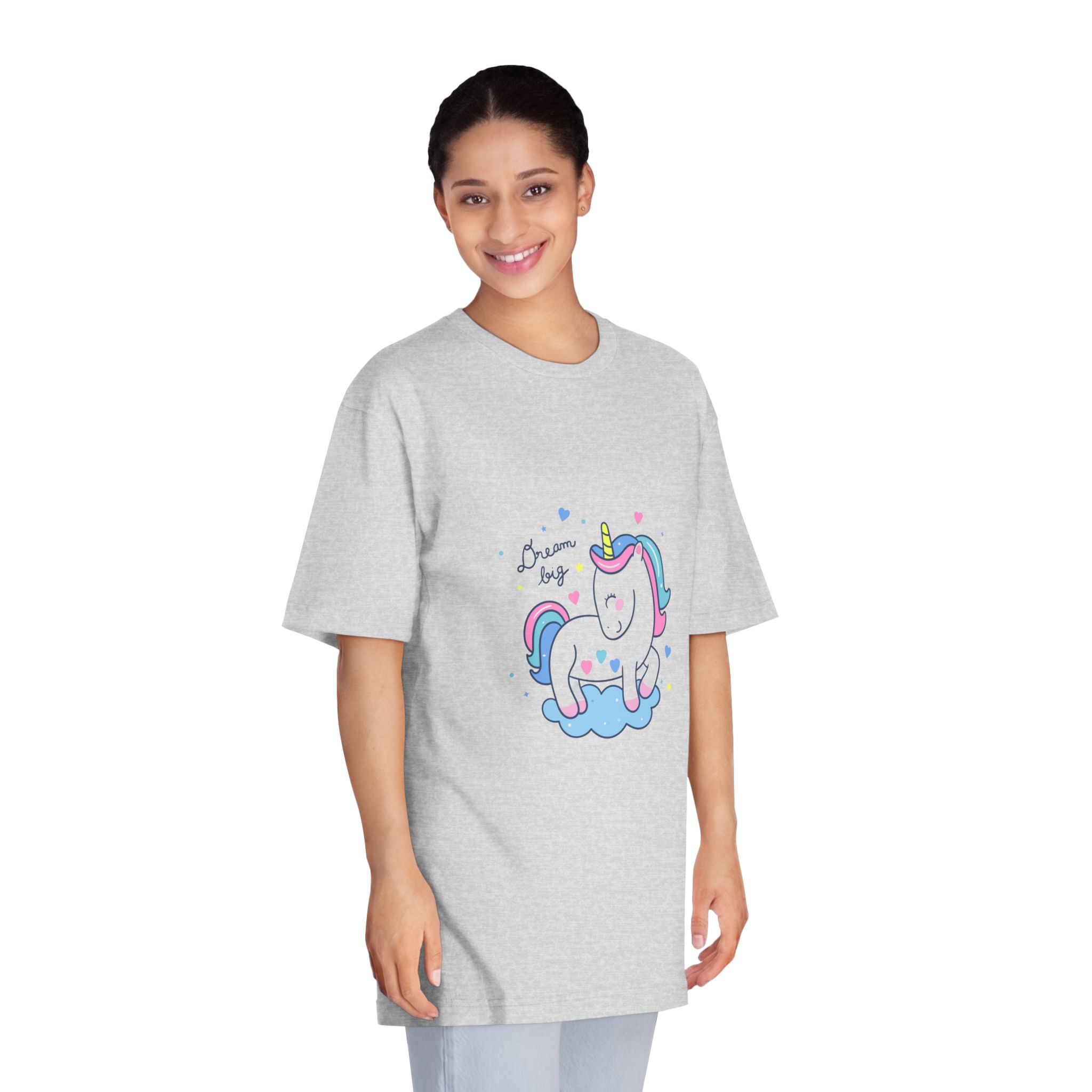 Cute Unicorn Cartoon Dream Big Series Hand Drawn Style Unisex Classic Crewneck T Shirt - Image 15