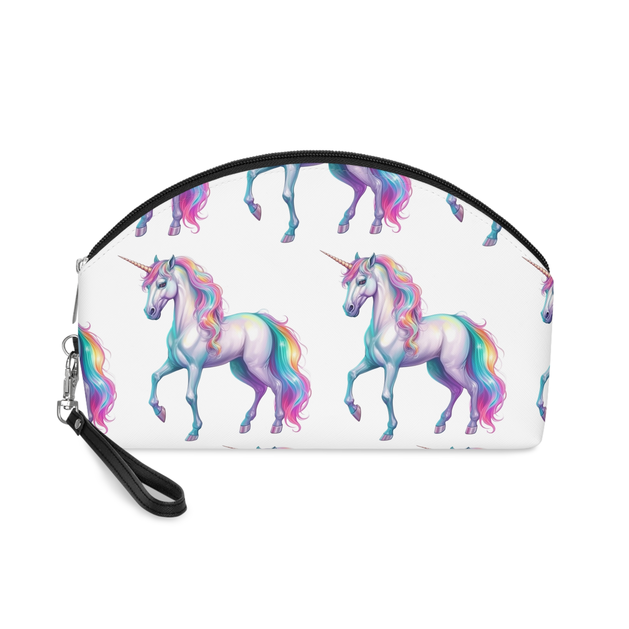 White Unicorn With Rainbow Mane Long Mane Generative Ai Fotor Bg Remover 20231203171019 Makeup Bag
