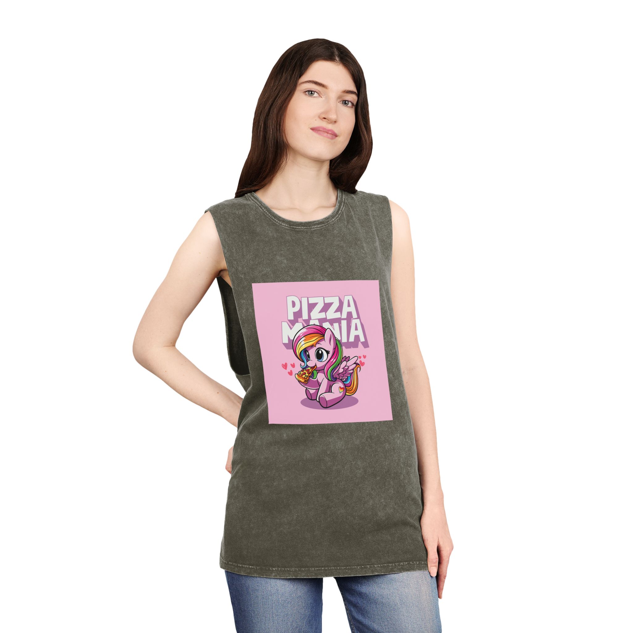 Pizza Mania Copia Unisex Stonewash Tank Top - Image 8