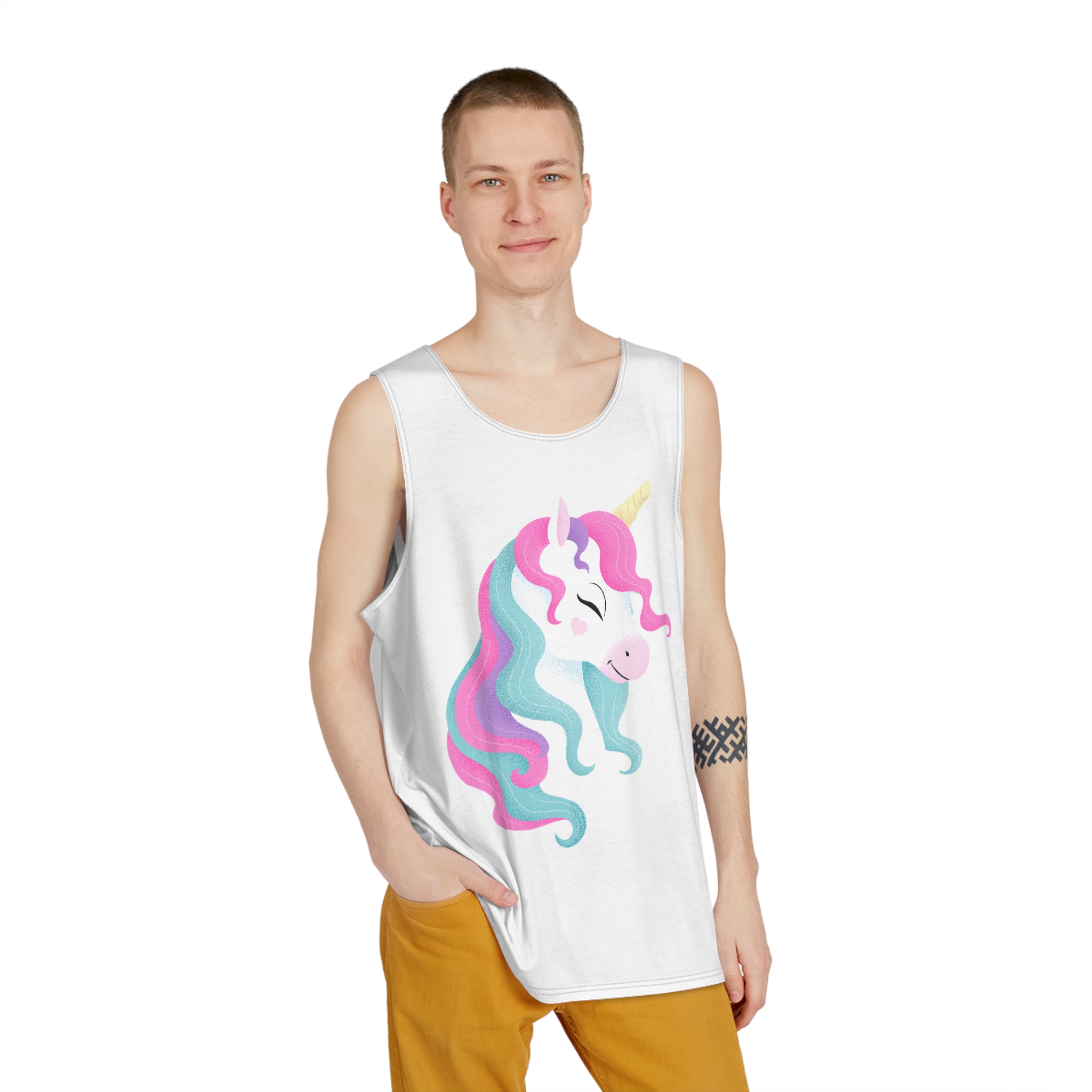 Popular Unicorn Drawing Fashion Illustration Drawing Modern Style Clothes Unicorn Shape Noise Mens Tank Aop - Image 3