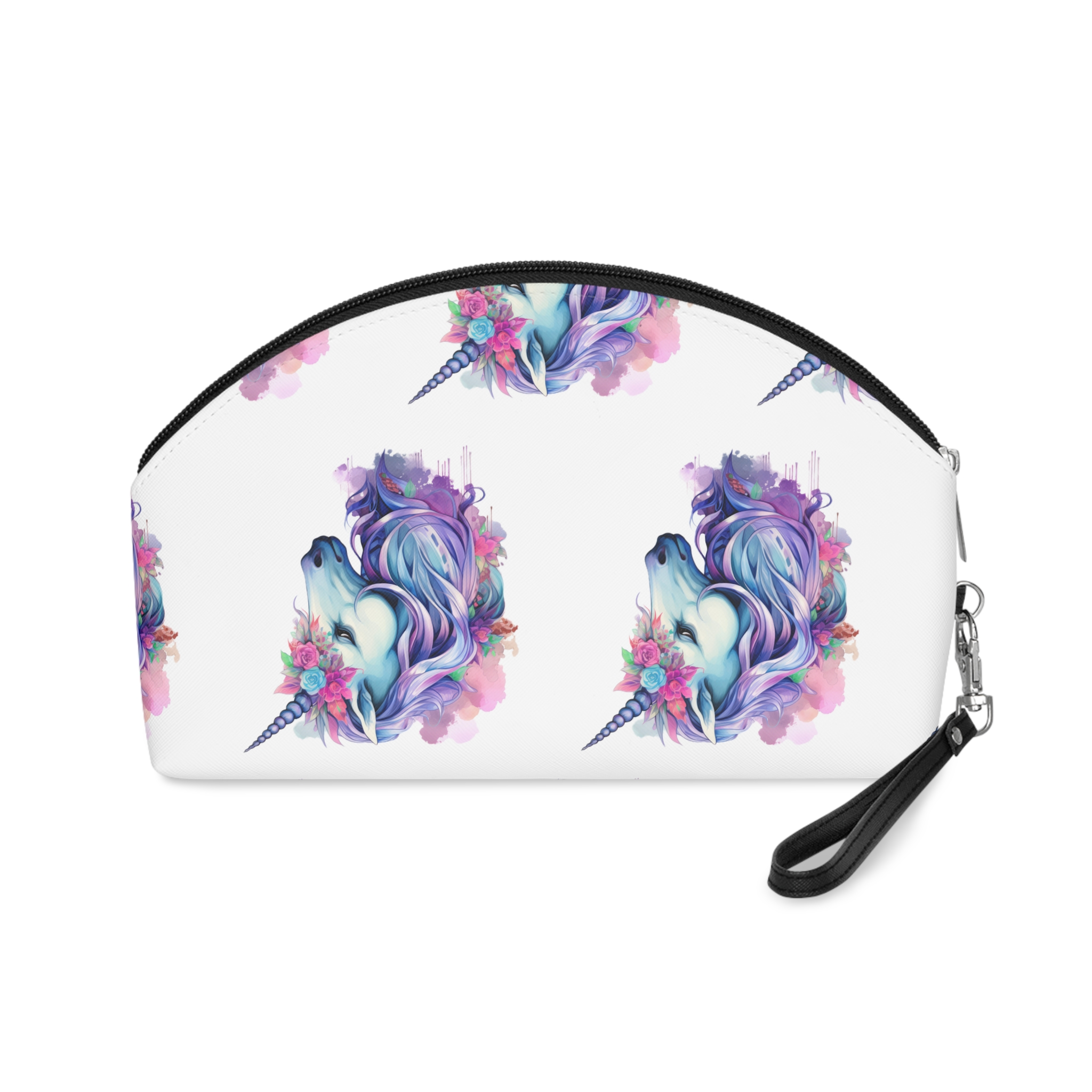 Watercolor Fantasy Unicorn Clip Art Makeup Bag - Image 2
