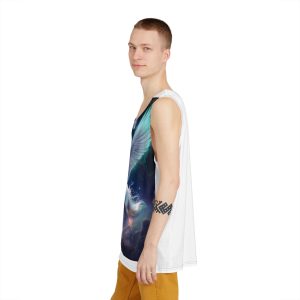 Unicorn With Wings Flying Sky With Full Moon Background Generative Ai Mens Tank Aop