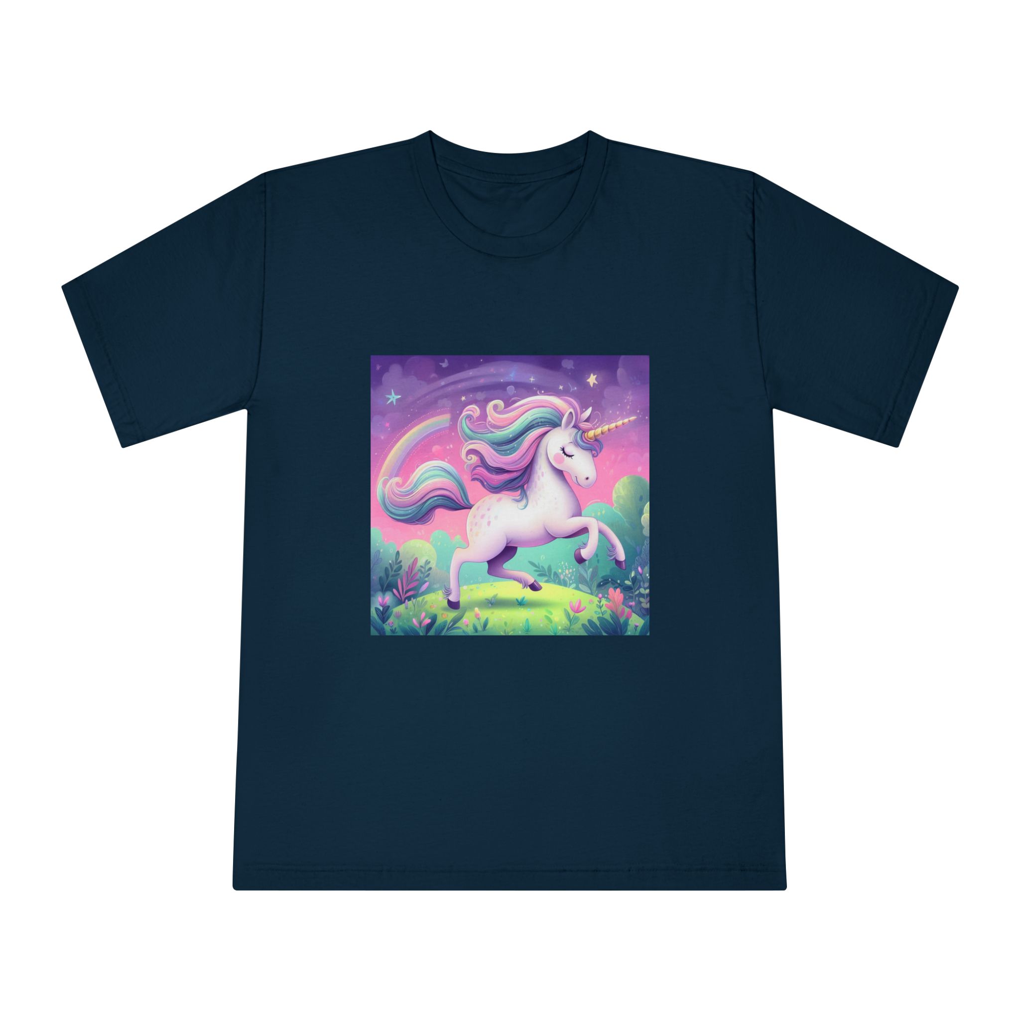Beautiful Unicorn Running Magical Meadow Unicorn Background Images Whimsical Unicorn (12) Unisex Classic Crewneck T Shirt - Image 17