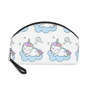 Kawaii Unicorn Vector Character Sleep With Moon Makeup Bag