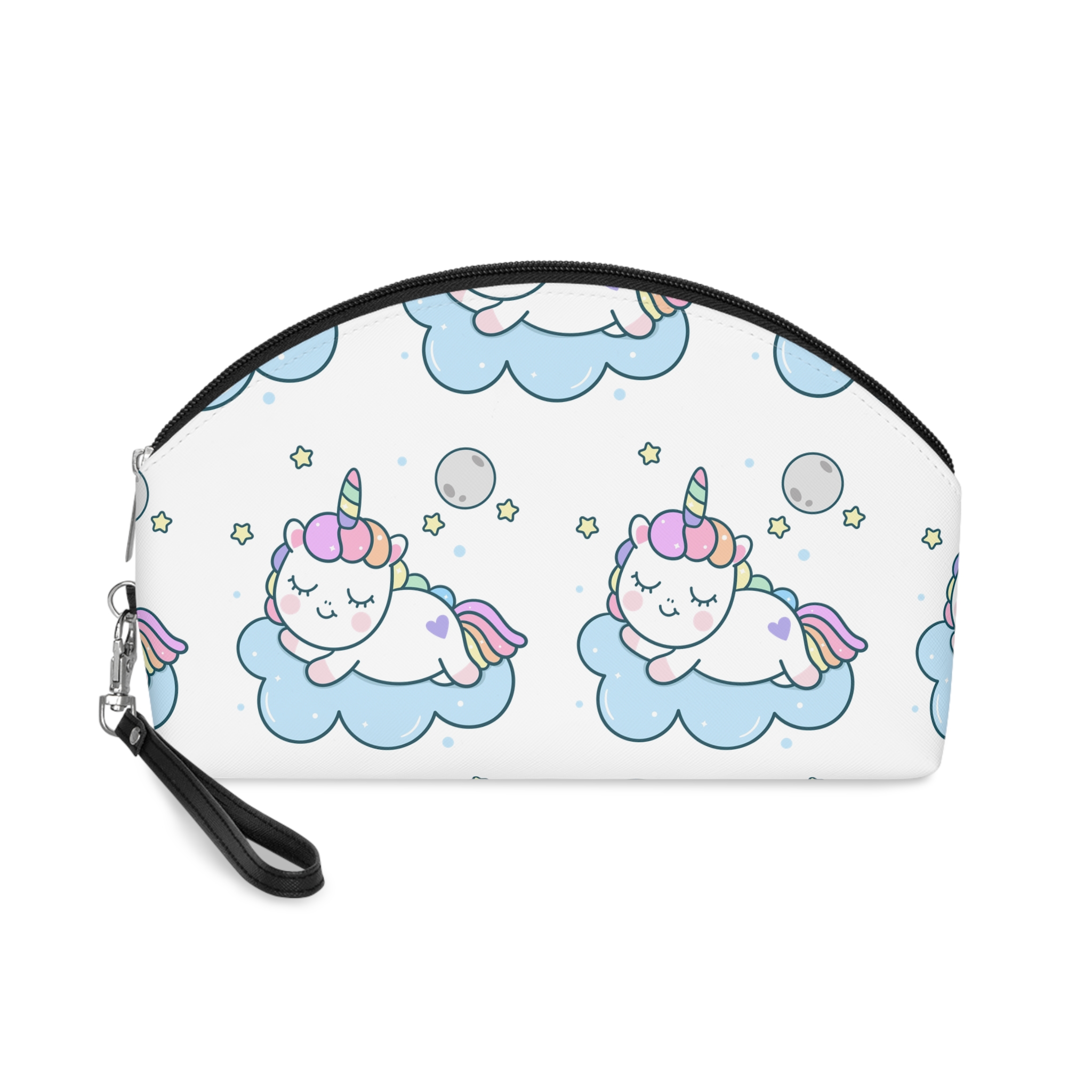 Kawaii Unicorn Vector Character Sleep With Moon Makeup Bag
