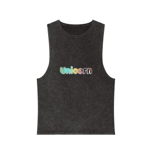 Unicorn Text Style Editable Text Effect Unisex Stonewash Tank Top