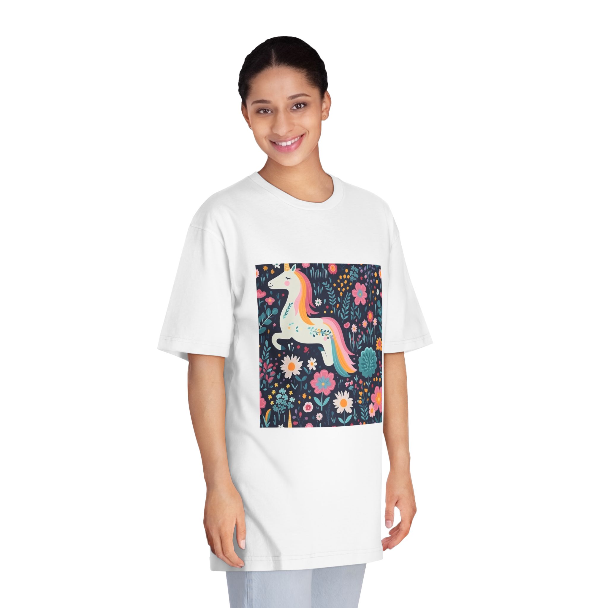 Childish Seamless Pattern Background With Colorful Unicorns (1) Unisex Classic Crewneck T Shirt - Image 3