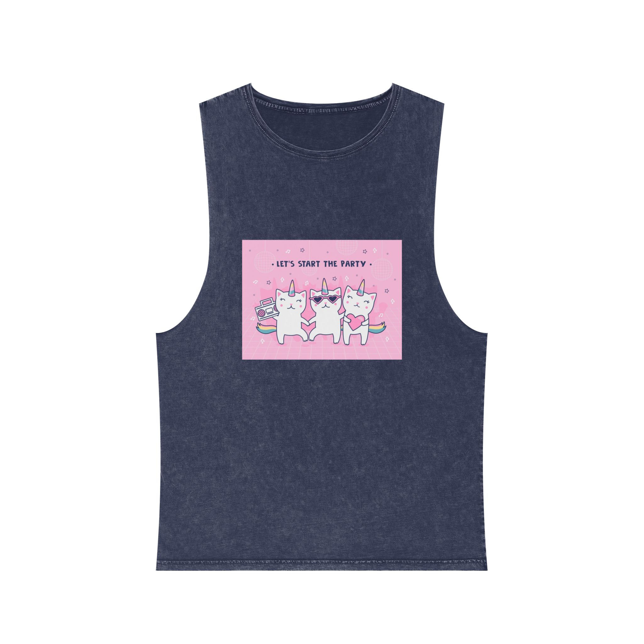 Cover Design With Unicorn Cats Unisex Stonewash Tank Top - Image 13