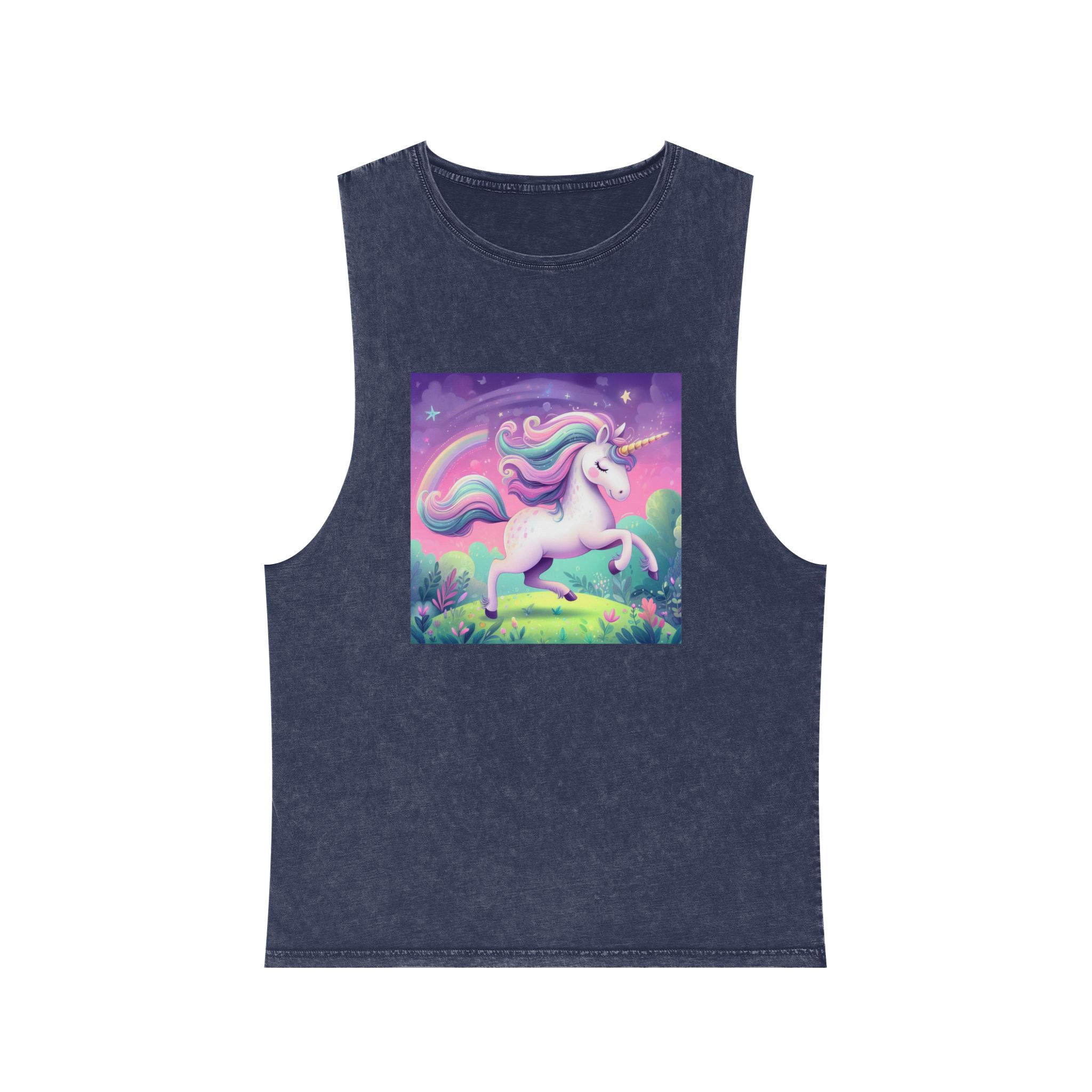 Beautiful Unicorn Running Magical Meadow Unicorn Background Images Whimsical Unicorn (12) Unisex Stonewash Tank Top - Image 13