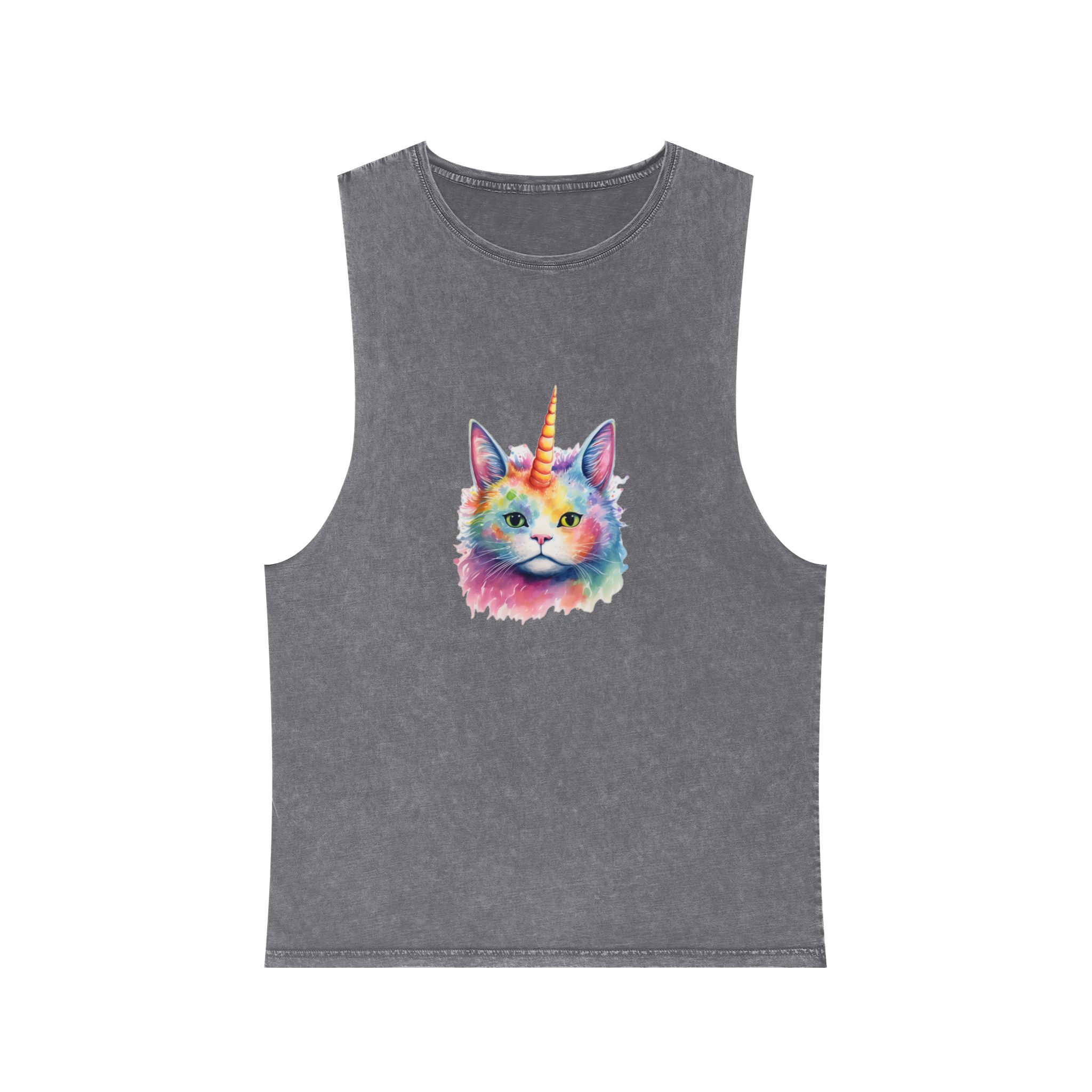 There Is Cat With Unicorn Horn Its Head Generative Ai Unisex Stonewash Tank Top - Image 9
