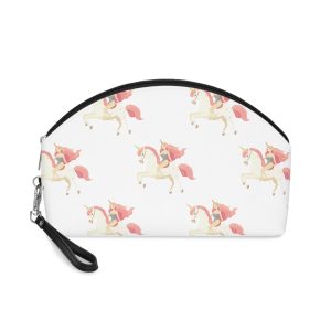 Magical Illustration Cute Siren Woman Riding Unicorn Wide Angle View Makeup Bag