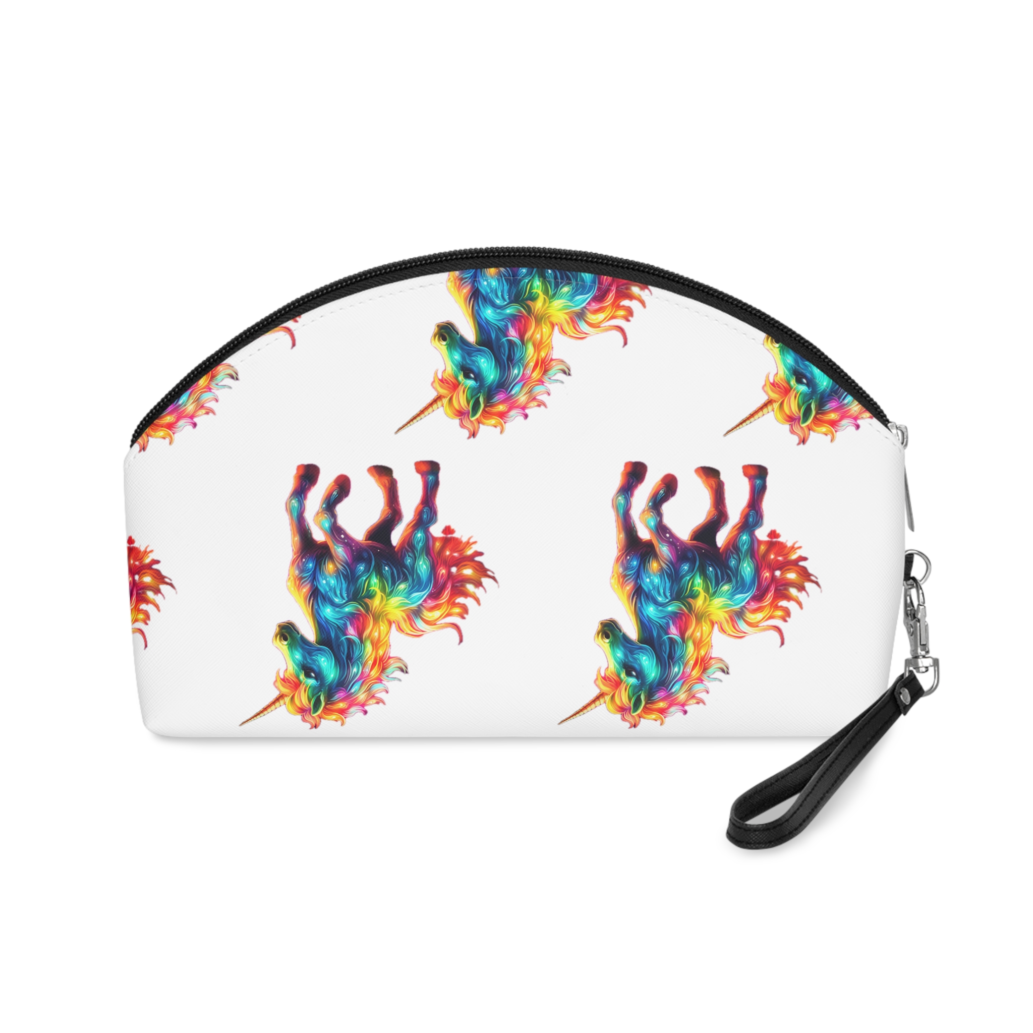 Unicorn With Colorful Mane Glowing Manes Purple Background Generative Ai Makeup Bag - Image 2