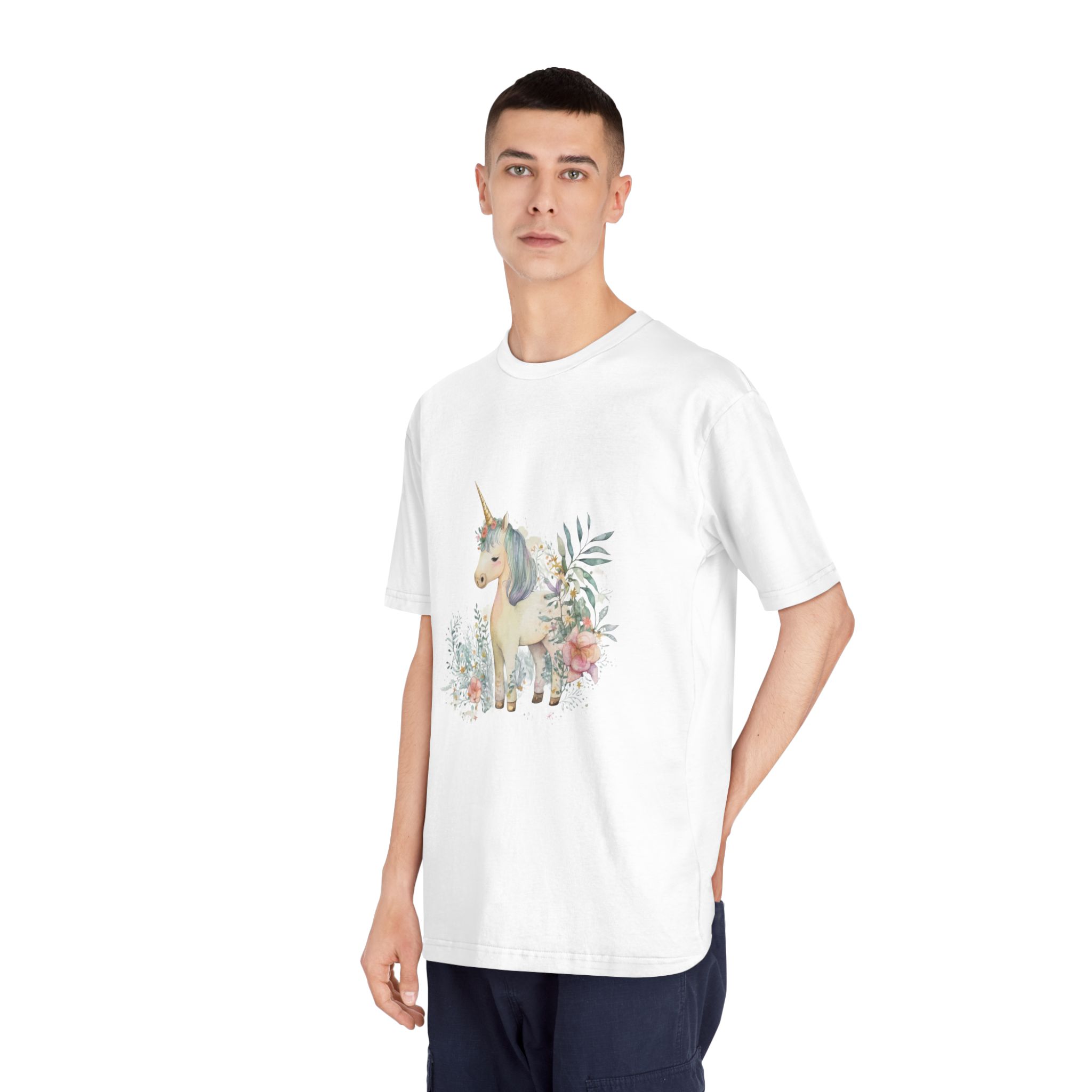 Watercolor Forest Cartoon Isolated Cute Baby Unicorn Animal Illustration Ai Generative Copy Unisex Classic Crewneck T Shirt - Image 4