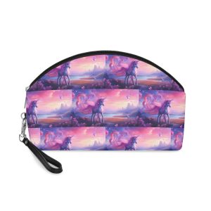 Unicorn Standing Field Flowers With Butterflies Flying Around Generative Ai Makeup Bag