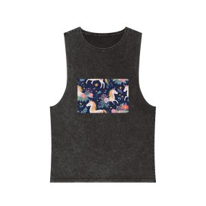 Close Up Pattern Unicorns Flowers Generative Ai Unisex Stonewash Tank Top