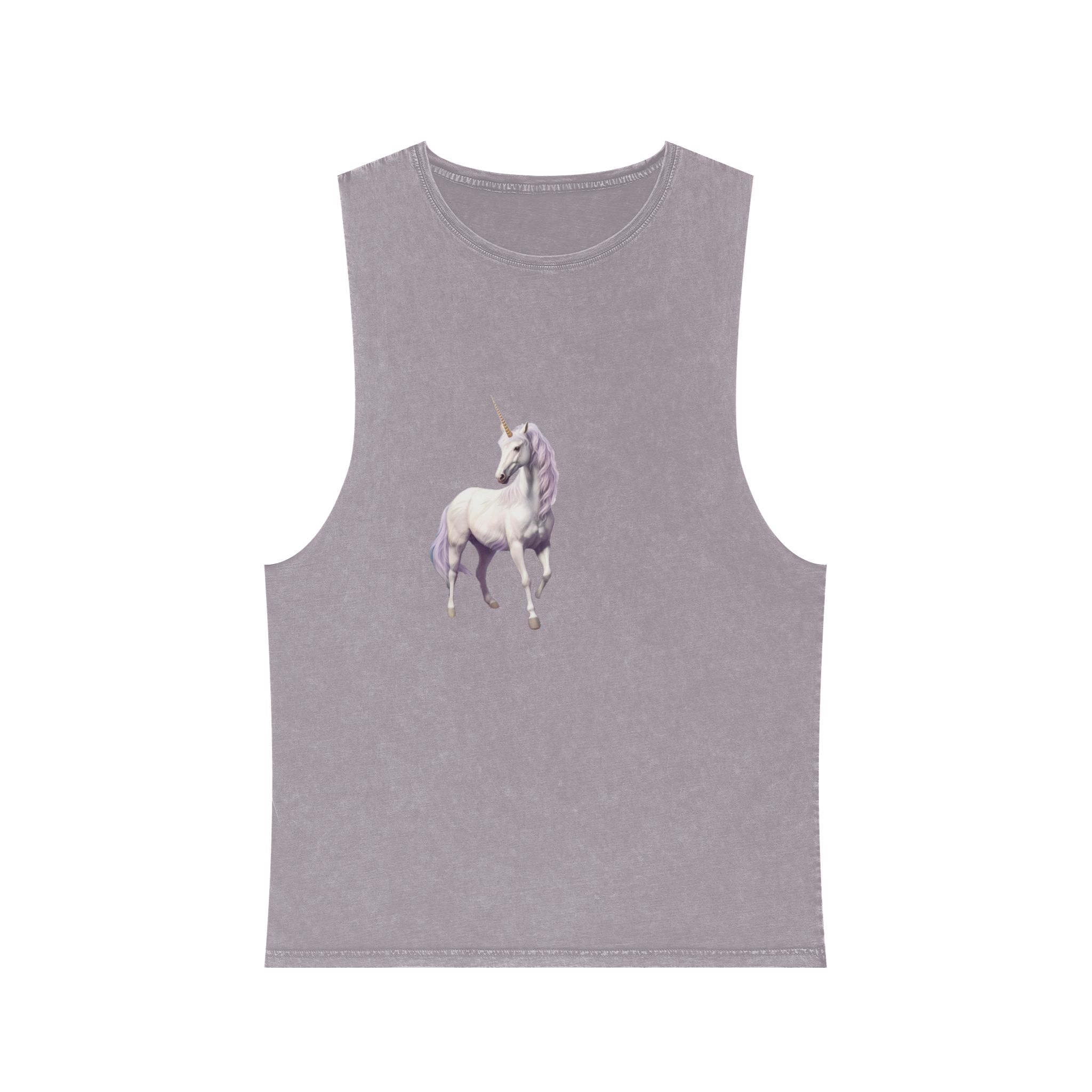 Unicorn Standing Field Flowers With Mountains Background Generative Ai Unisex Stonewash Tank Top - Image 17