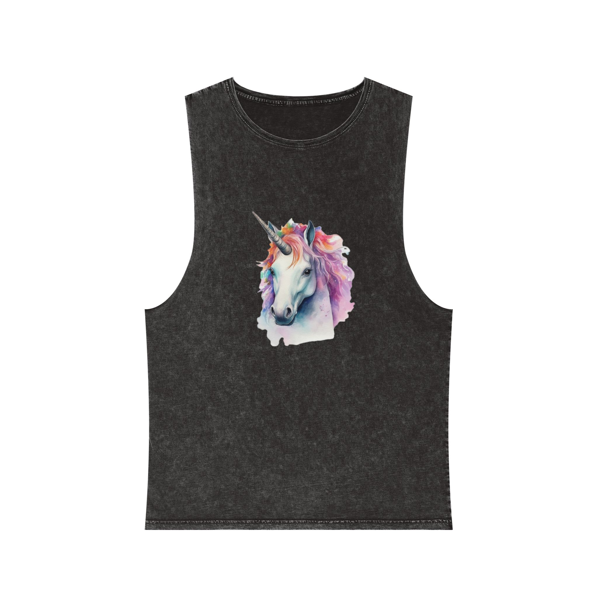 Painting Unicorn With Colorful Mane Long Mane Generative Ai (3) Unisex Stonewash Tank Top