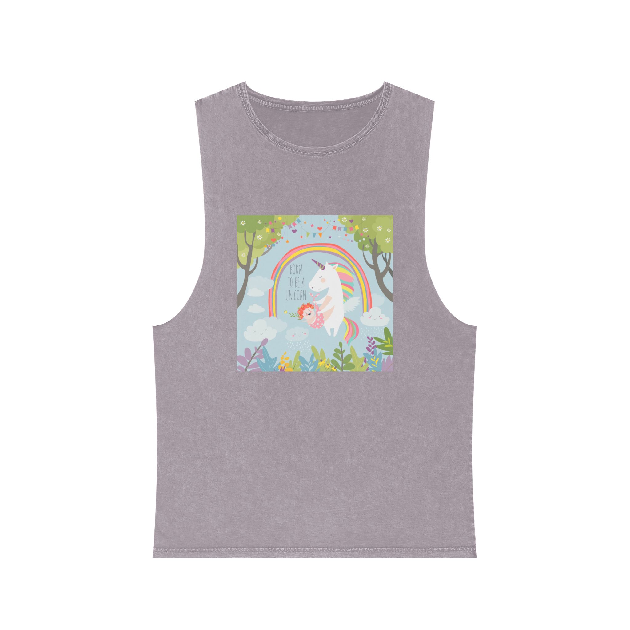 Cute Unicorn With Baby Unisex Stonewash Tank Top - Image 17