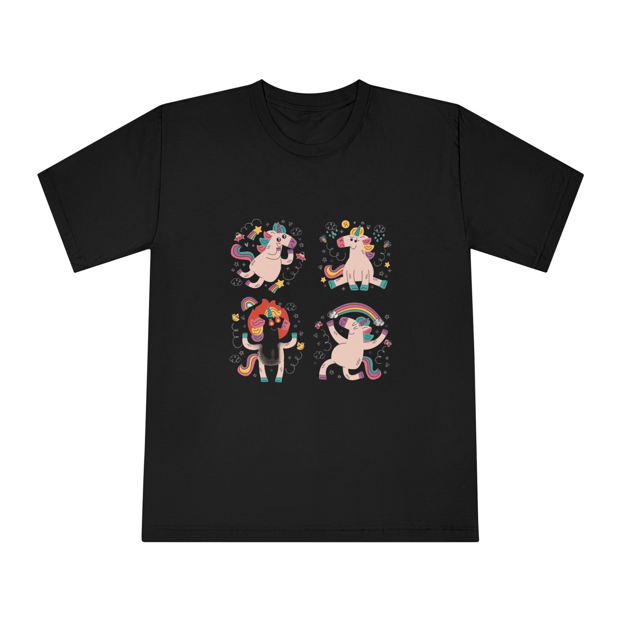 Doodle Hand Drawn Unicorn Stickers 2 Unisex Classic Crewneck T Shirt - Image 5