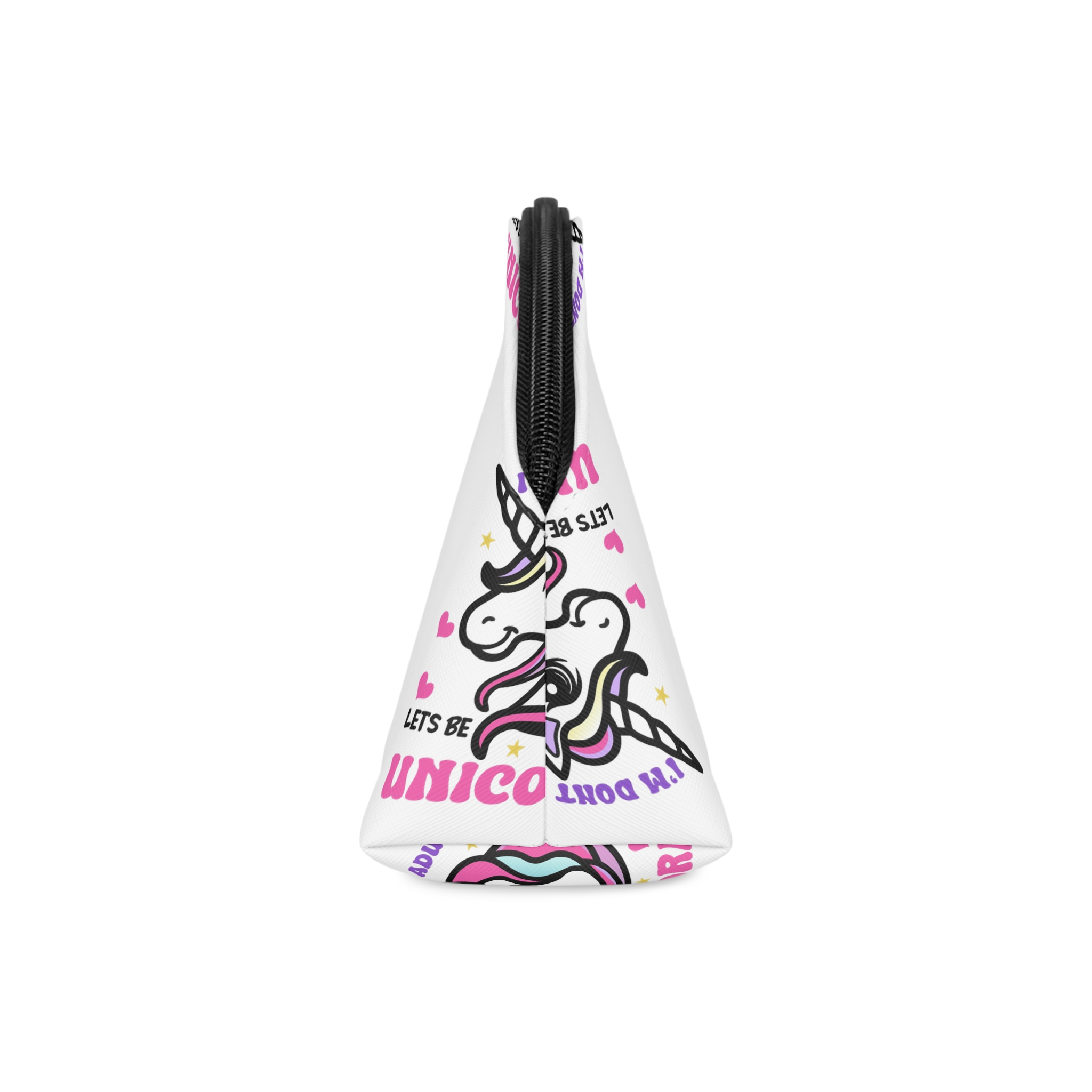 Cute Unicorn Illustration With Rainbow Stars Hearts Makeup Bag - Image 4
