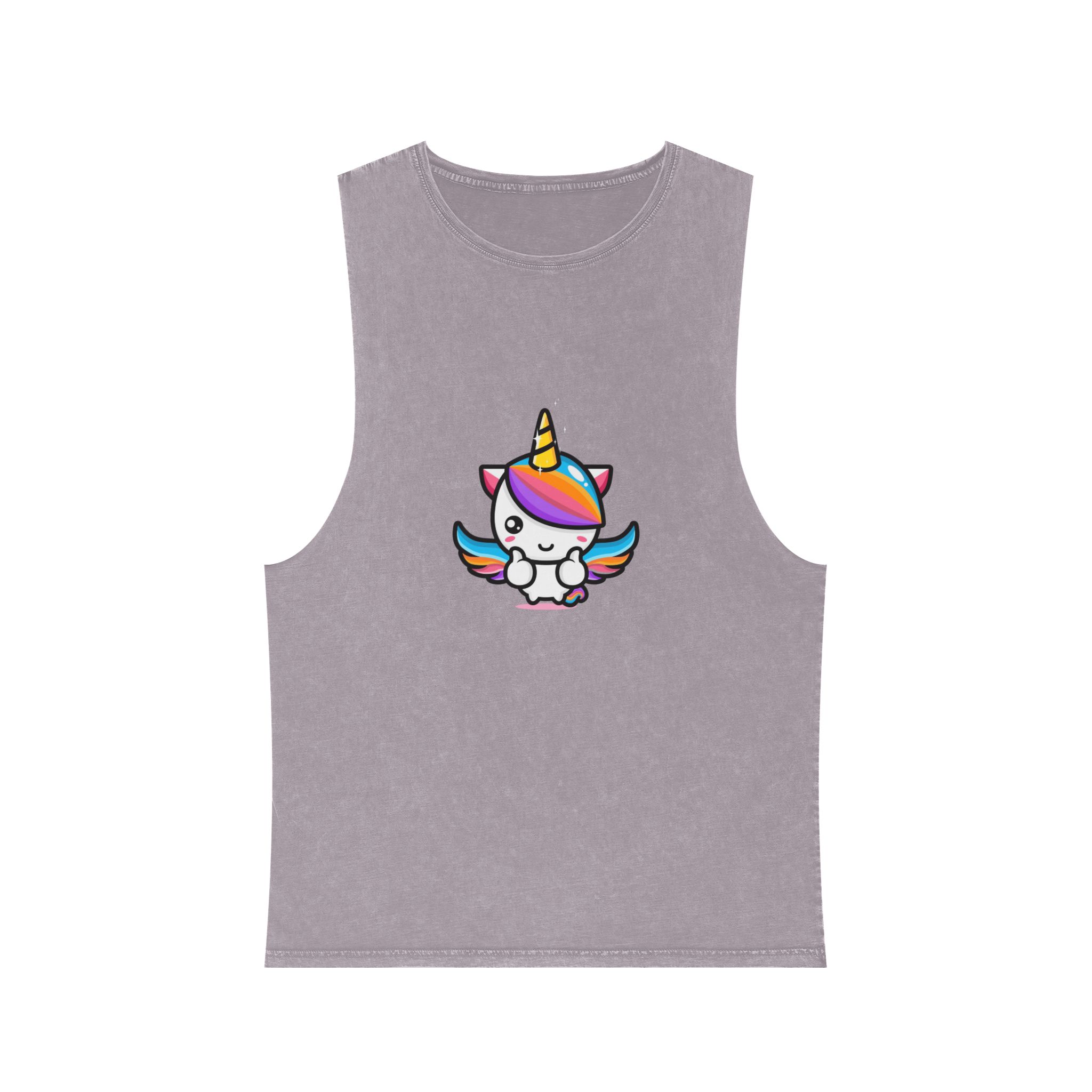 Cute Unicorn Mascot Design Unisex Stonewash Tank Top - Image 17