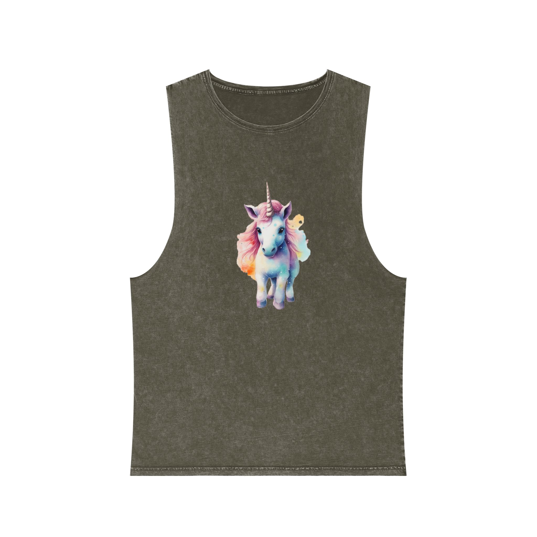 Painting Unicorn With Pink Mane Blue Mane Generative Ai Unisex Stonewash Tank Top - Image 5