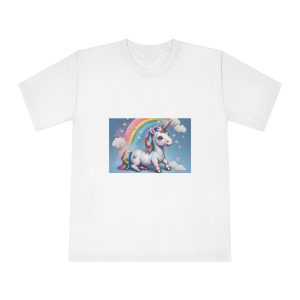Happy Unicorn Background Sky Rainbow Unisex Classic Crewneck T Shirt