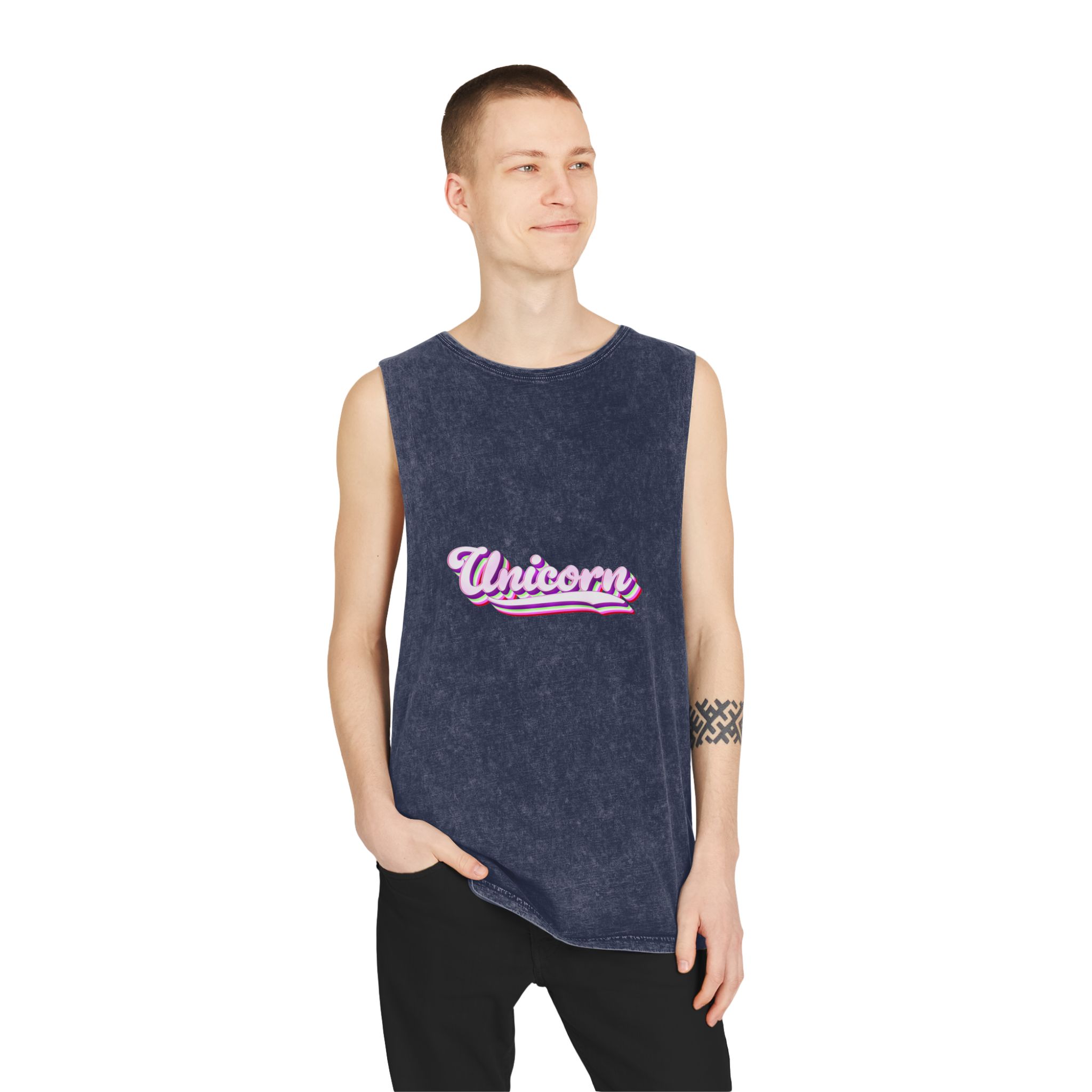 Unicorn Text Effect Editable Magical and Whimsical Customizable Font Style Unisex Stonewash Tank Top - Image 15