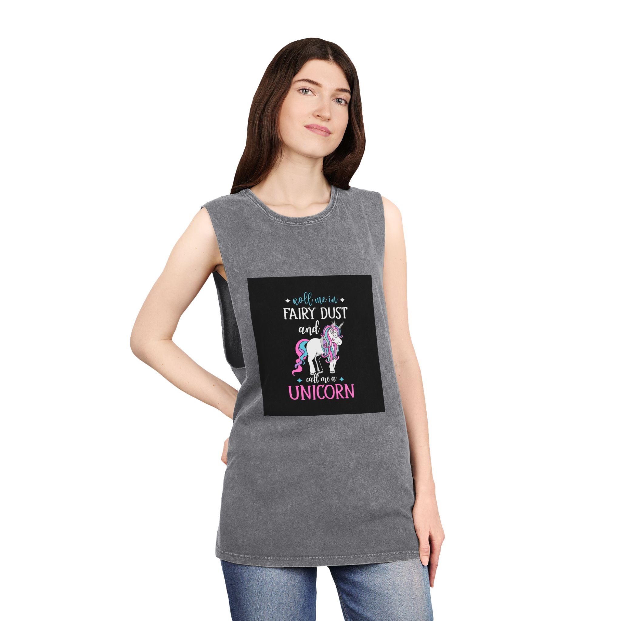 Unicorn 20 Unisex Stonewash Tank Top - Image 12