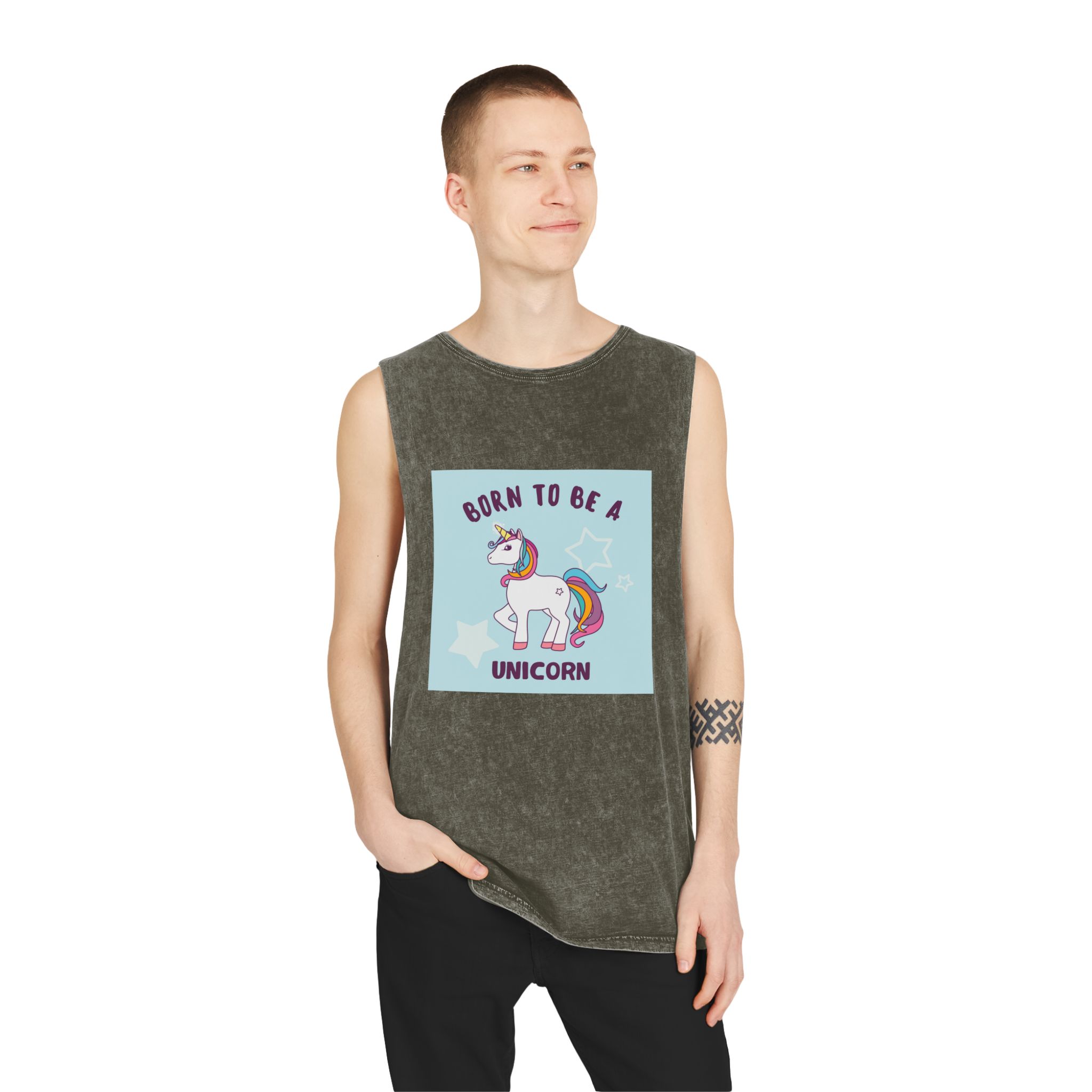 Unicorn V36 Unisex Stonewash Tank Top - Image 7