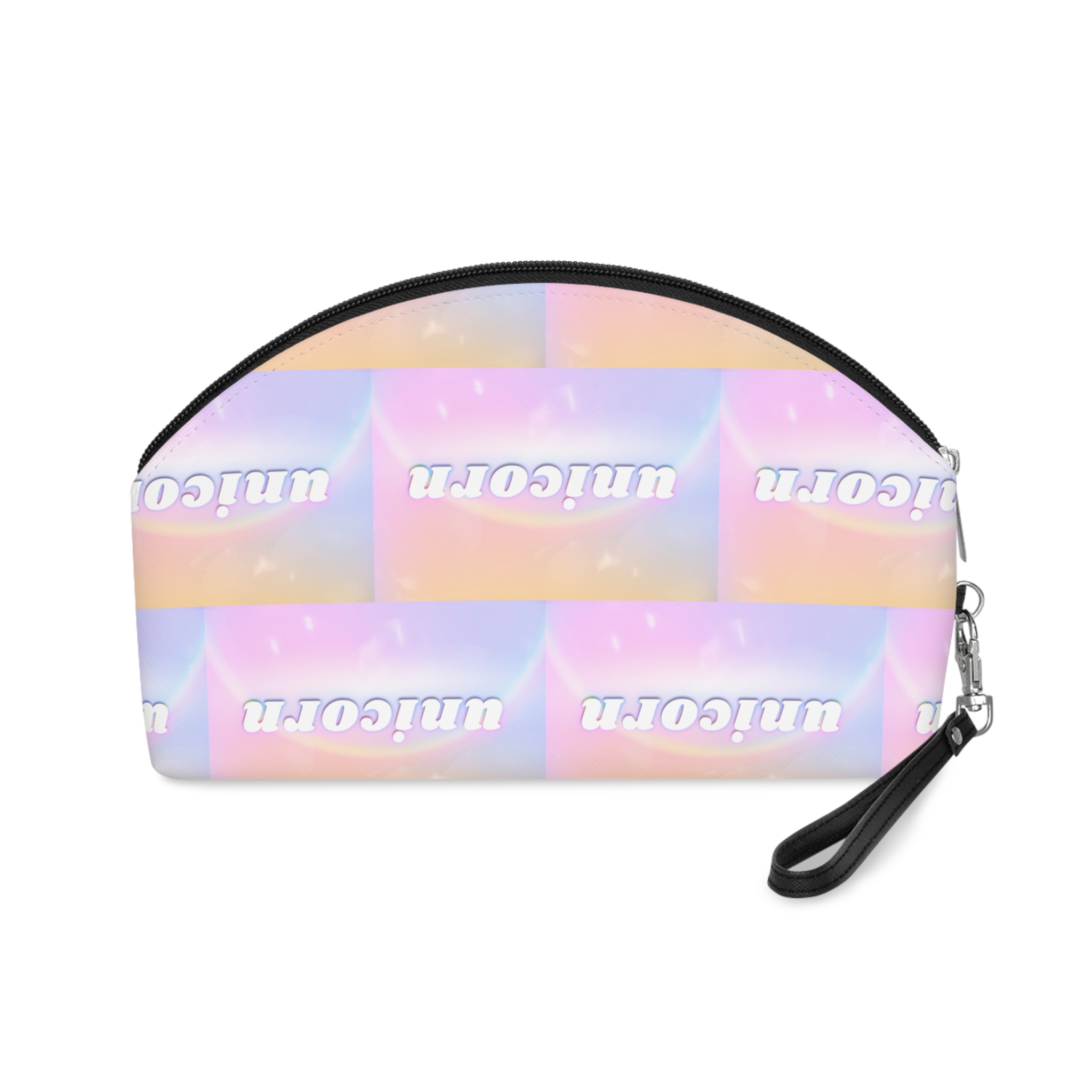 Unicorn Aesthetic Typography Colorful Glowing Rainbow Font Makeup Bag - Image 2