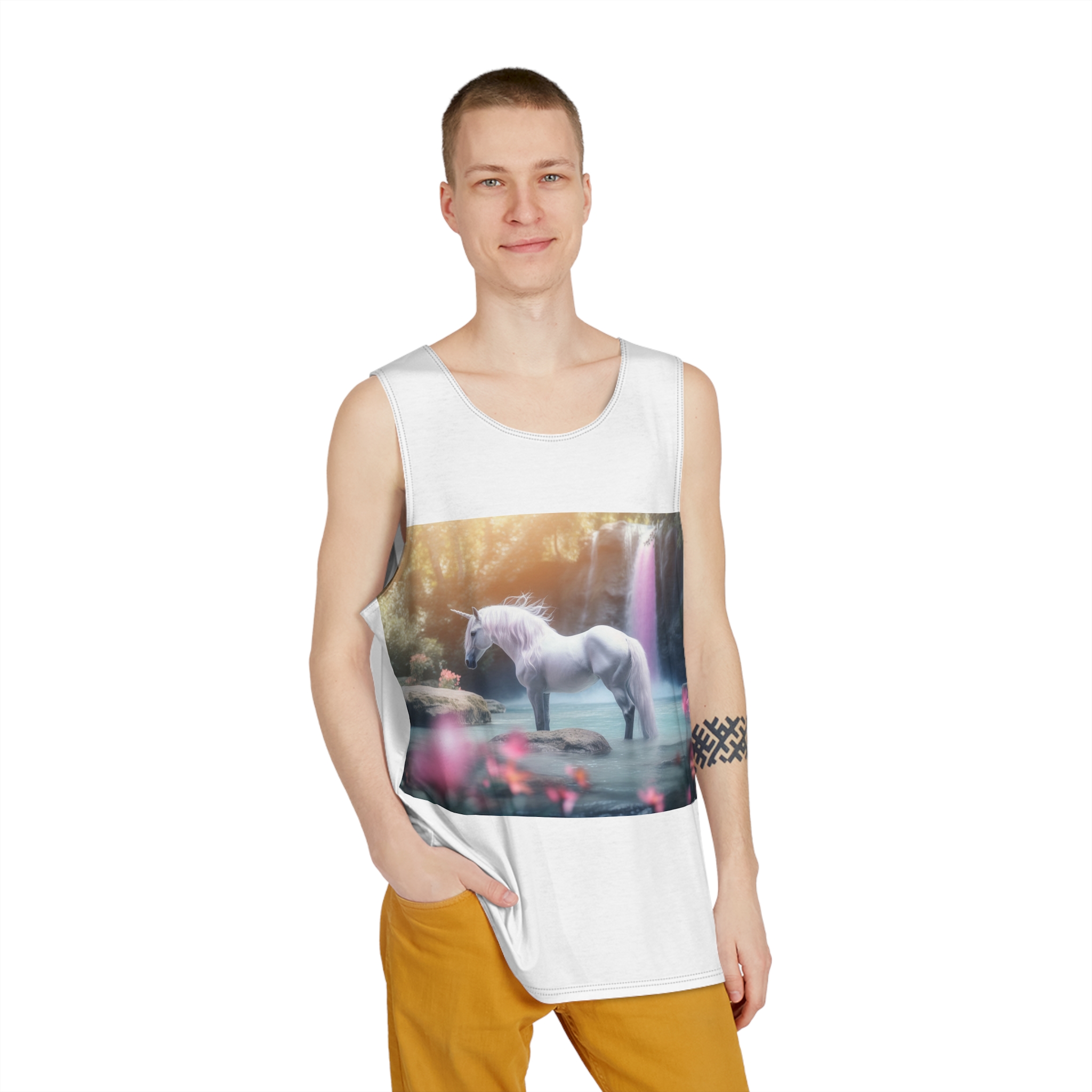 Magical Mythical Unicorn Creature Fantasy Mens Tank Aop - Image 3