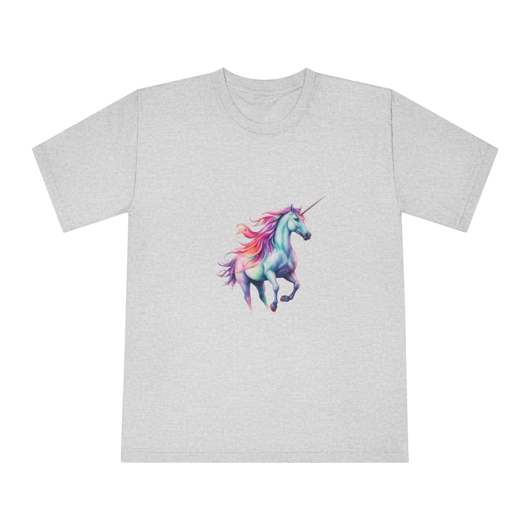 Unicorn With Rainbow Mane Pink Mane Running Sky Generative Ai Unisex Classic Crewneck T Shirt - Image 13