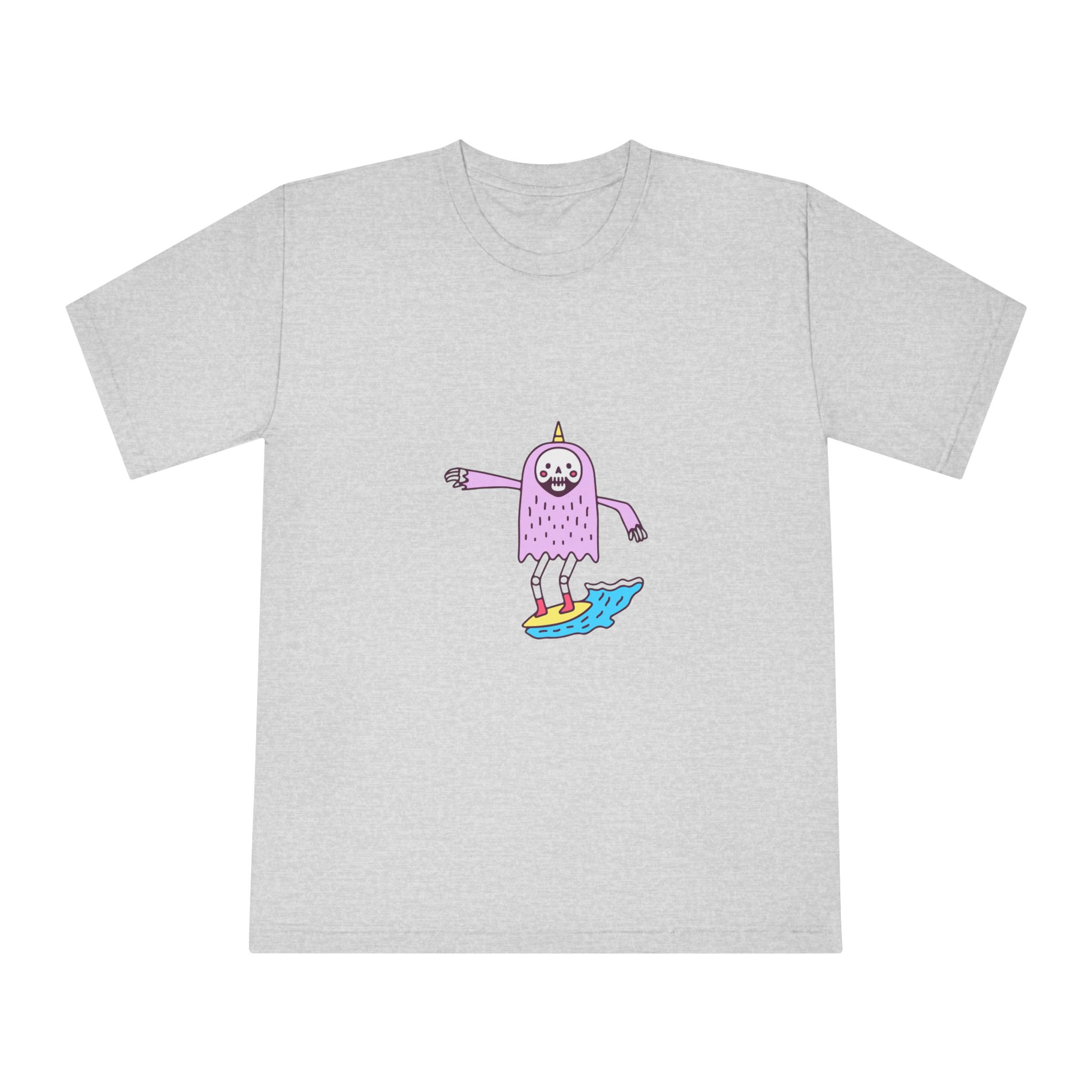 Cute Unicorn Grim Reaper Surfing Illustration T Shirt Sticker Apparel Merchandise Unisex Classic Crewneck T Shirt - Image 13
