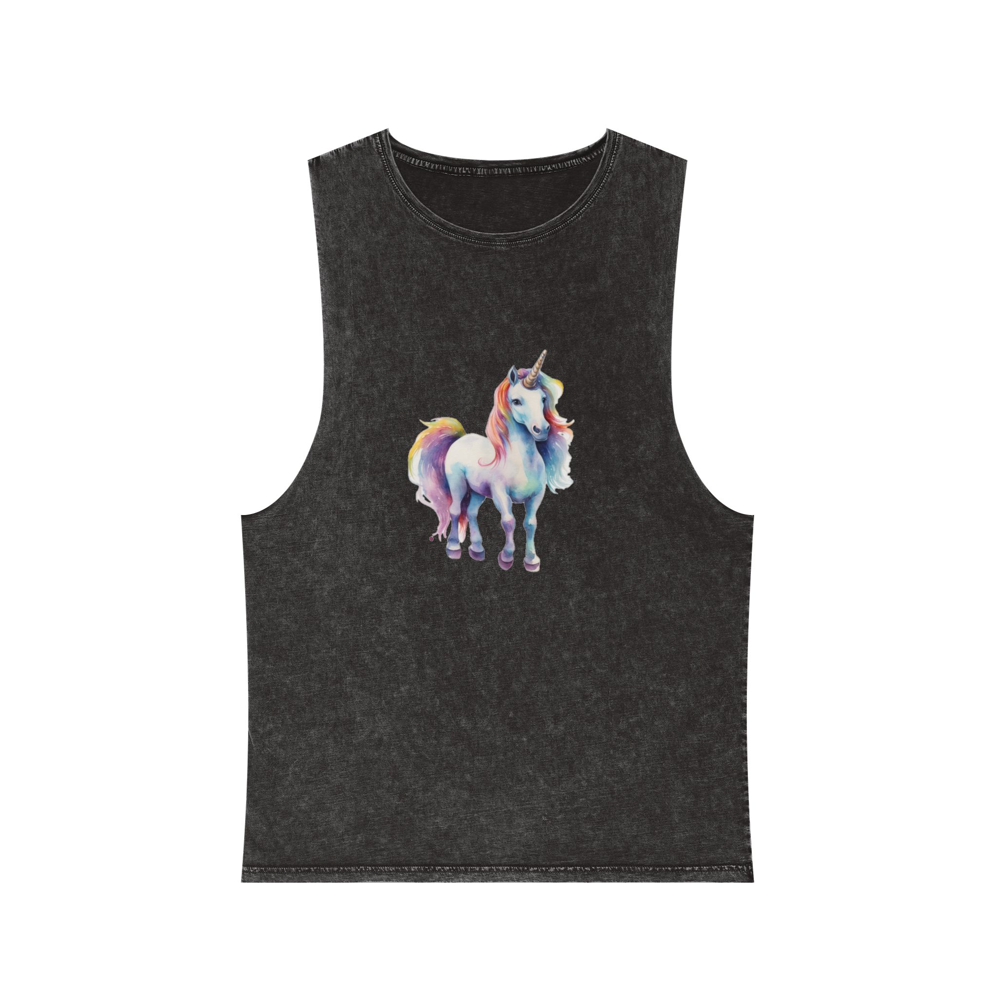 Painting Unicorn With Colorful Mane Long Mane Generative Ai Unisex Stonewash Tank Top