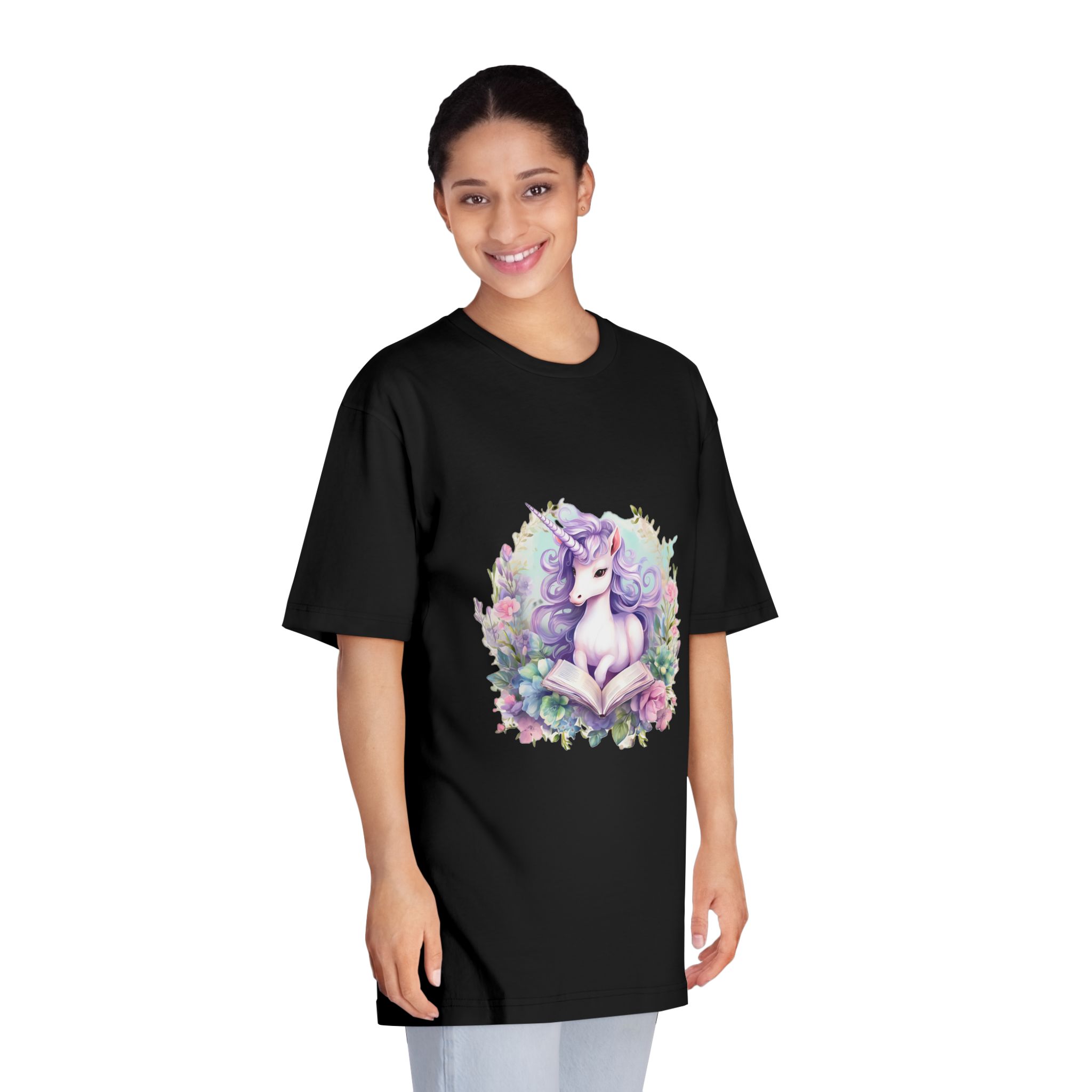 Watercolor Cozy Reading Book Set Hidden Realm Unicorns Fluffy Clipart Tshirt Isolated (1) Unisex Classic Crewneck T Shirt - Image 7