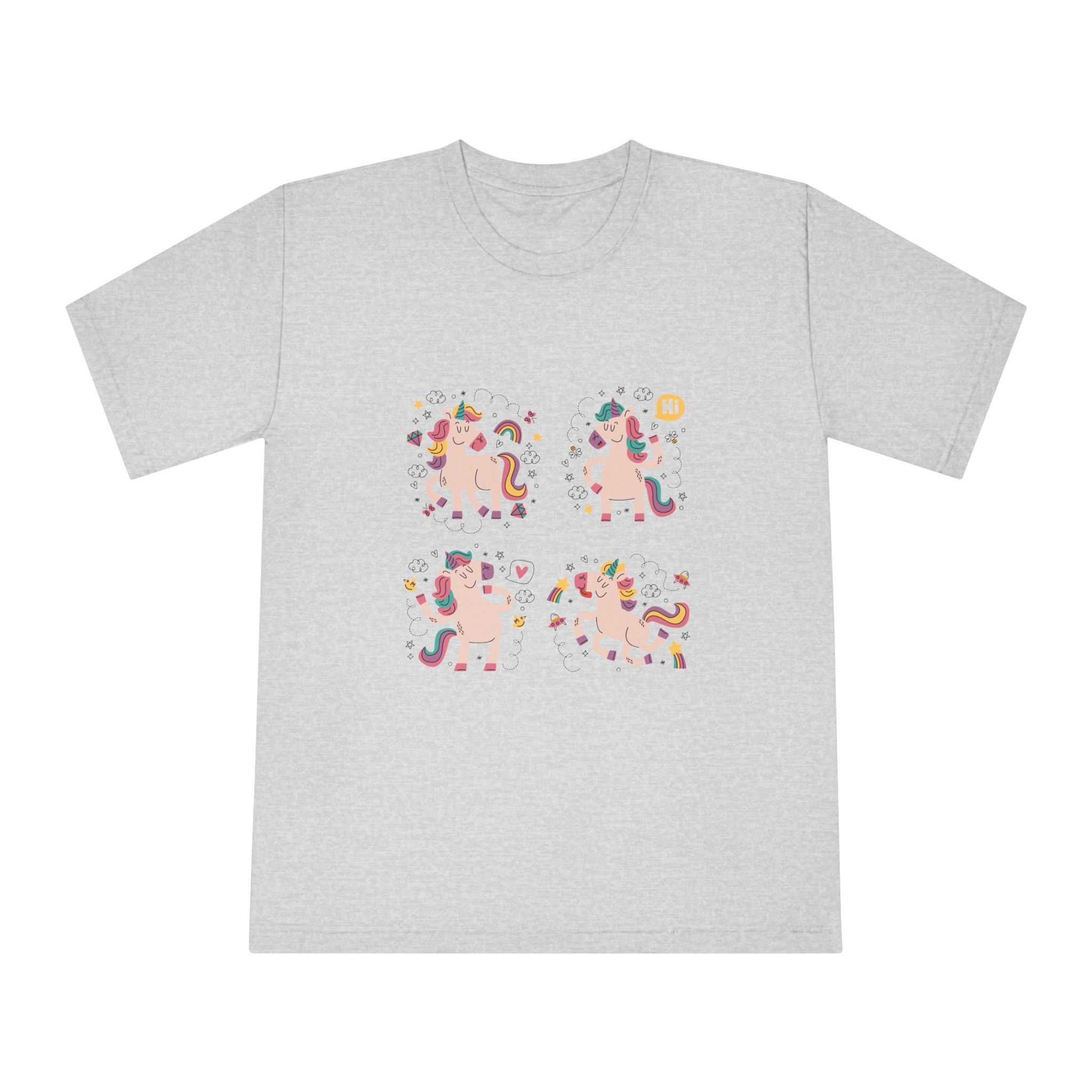 Doodle Hand Drawn Unicorn Stickers Unisex Classic Crewneck T Shirt - Image 13