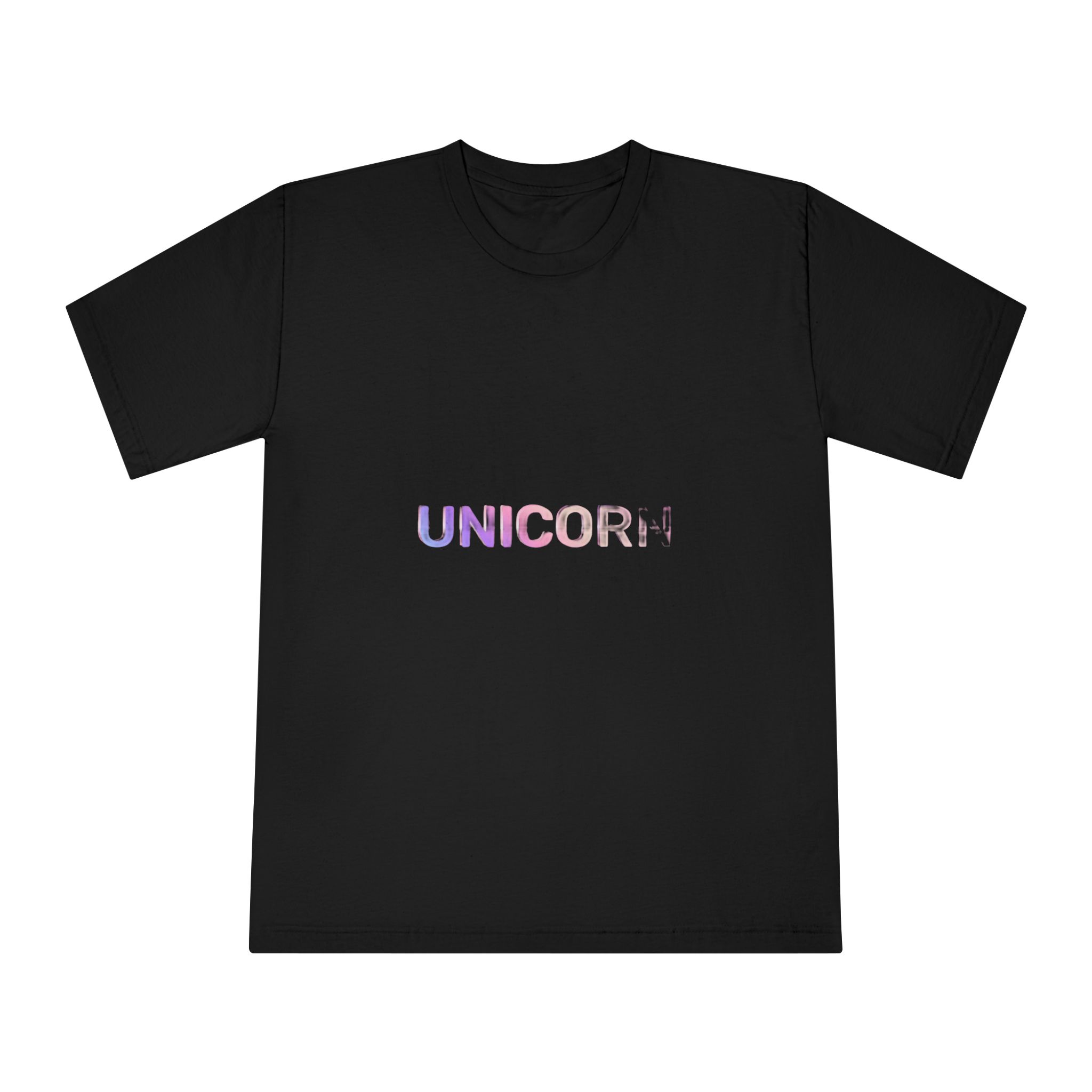 Unicorn Word Holographic Text Style Unisex Classic Crewneck T Shirt - Image 5