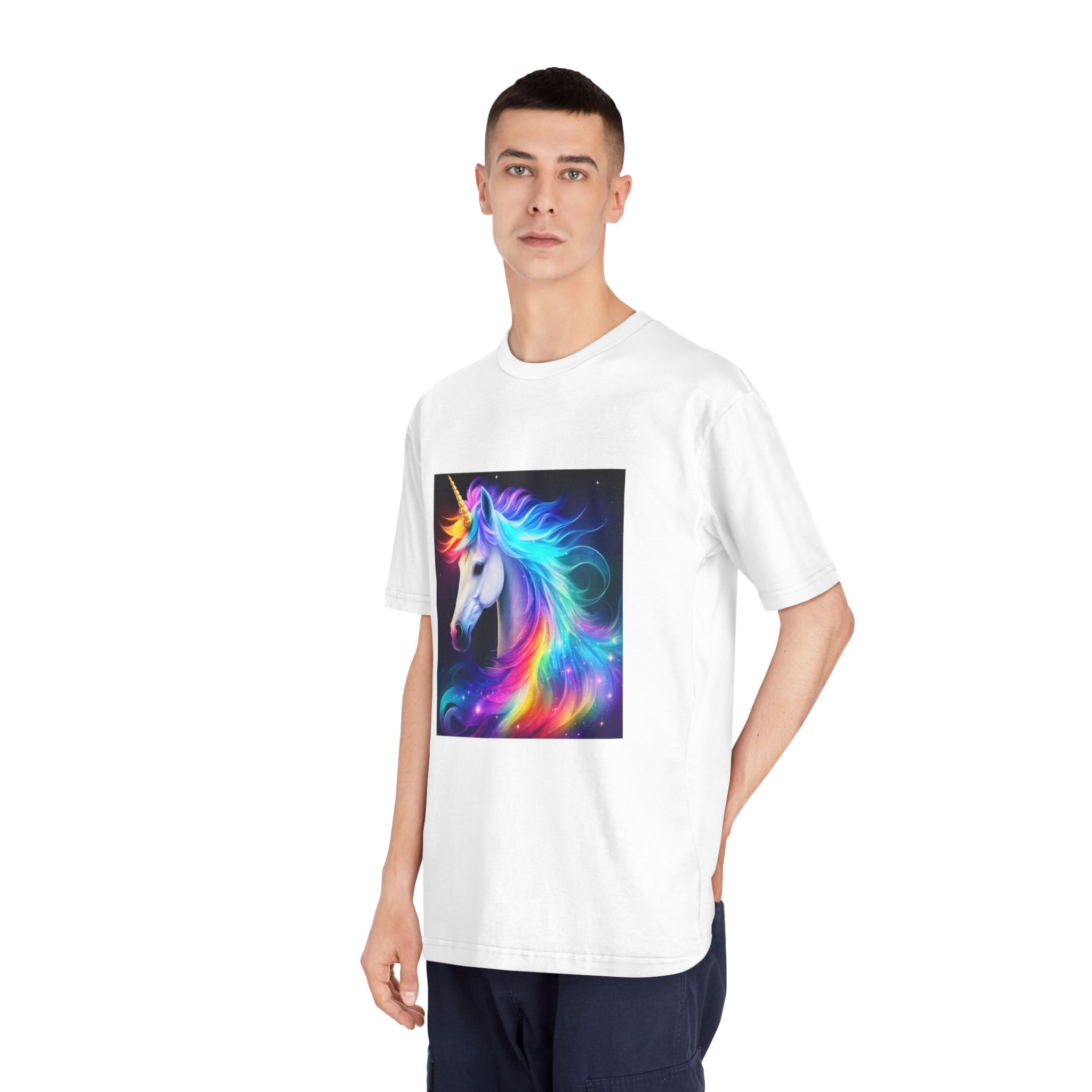 Portrait Unicorn Isolated Stars Background Generative Artificial Intelligence Unisex Classic Crewneck T Shirt - Image 4