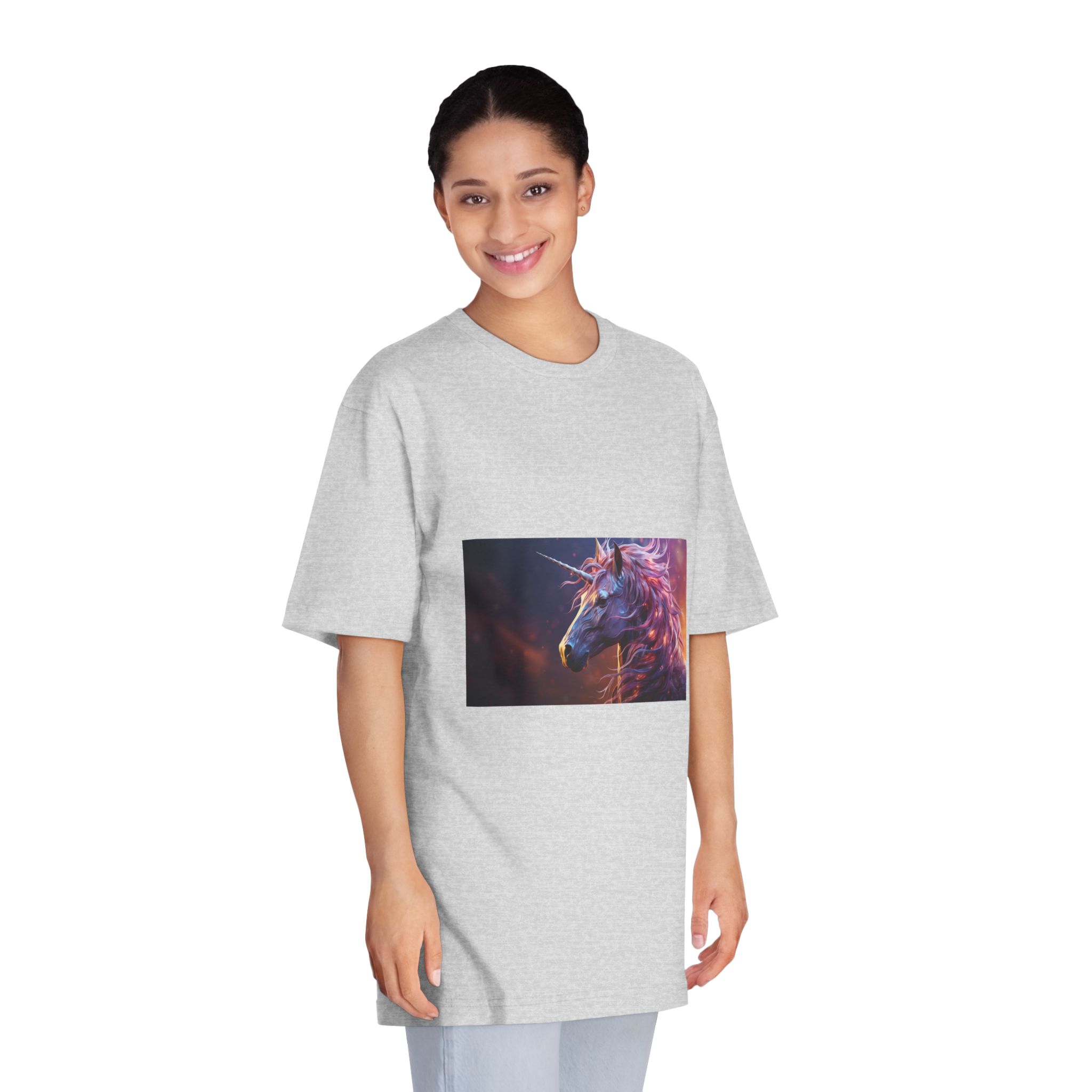 Pink 3d Mythical Unicorn With Lights Mane (1) Unisex Classic Crewneck T Shirt - Image 15
