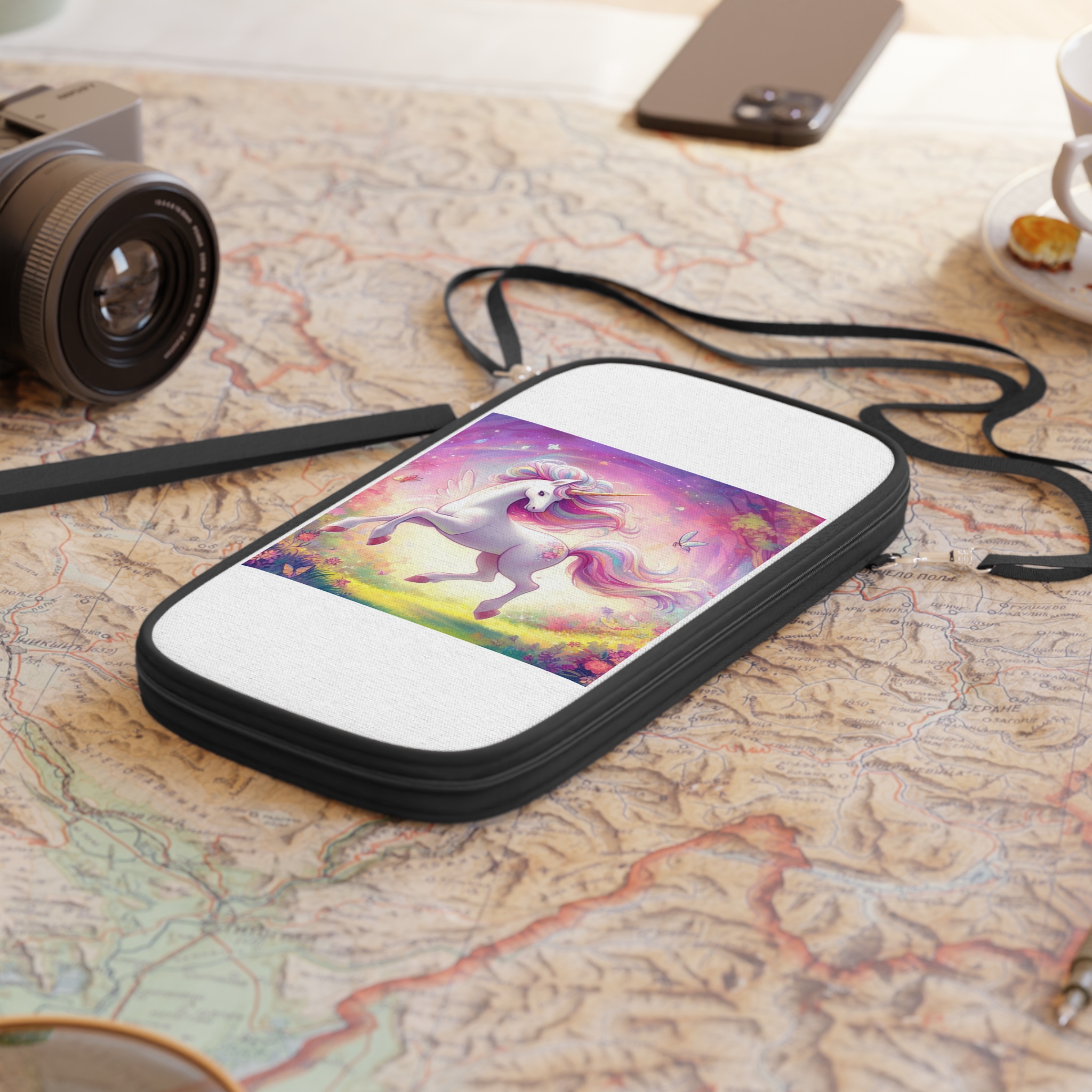 Beautiful Unicorn Running Magical Meadow Unicorn Background Images Whimsical Unicorn (2) Passport Wallet - Image 4